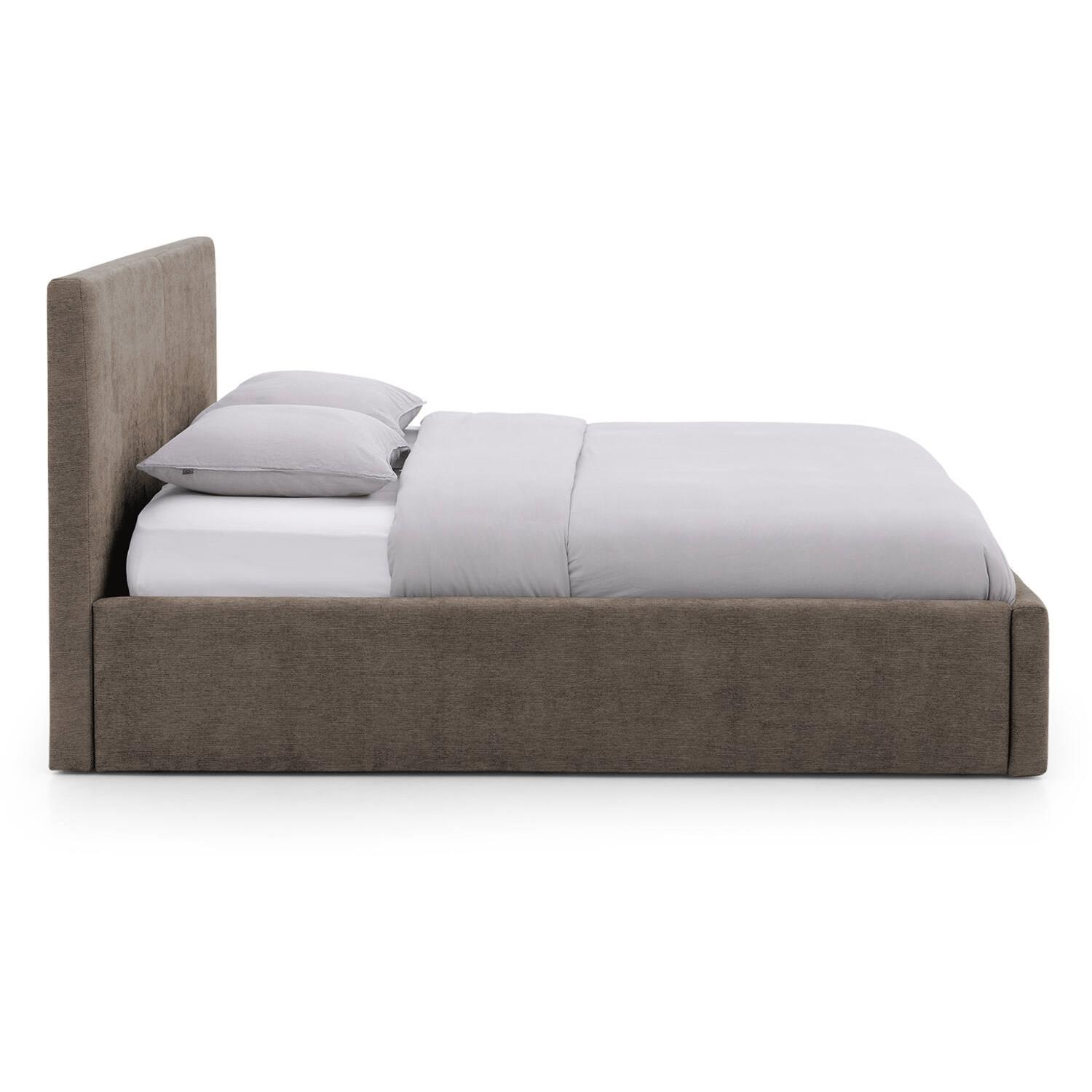 Goossens Bedframe Mysen Storage - 180 x 200 - Stof fijn geweven bruin