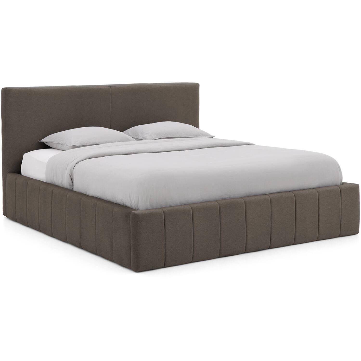Goossens Bedframe Carte - 140 x 200 - Velours middenbruin 5 - Fluweel
