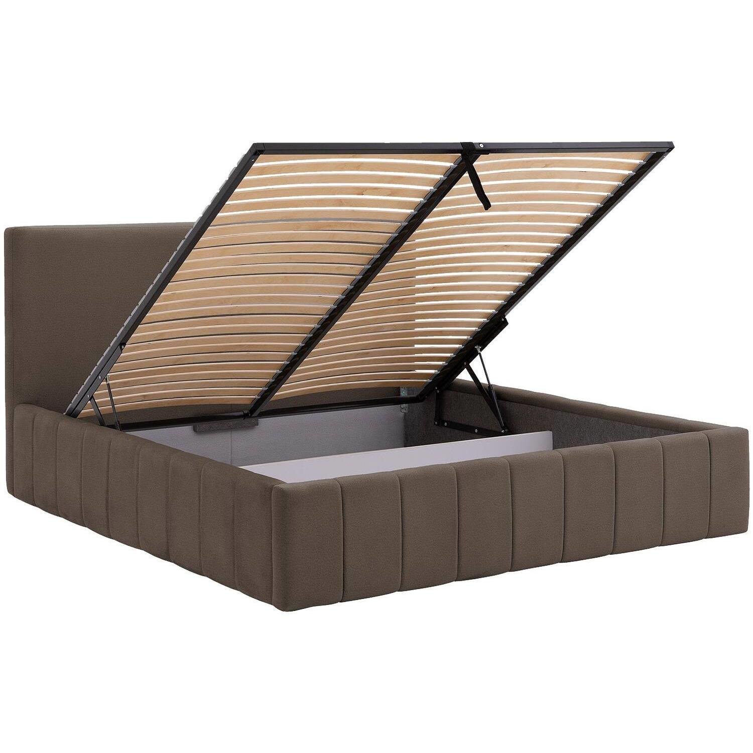 Goossens Bedframe Carte - 140 x 200 - Velours middenbruin 5 - Fluweel