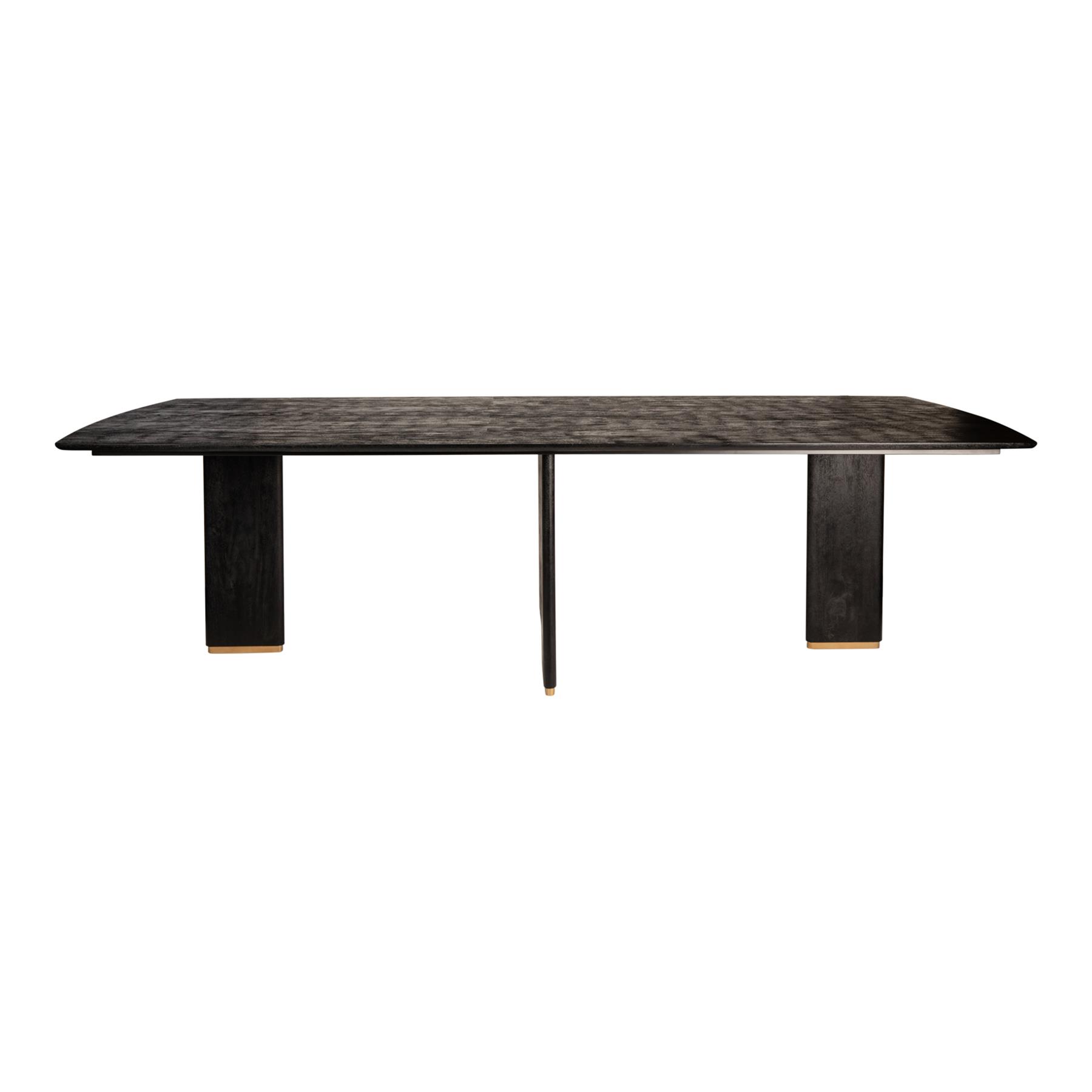 PTMD Liber Black Mango Wood Dining Table 240cm Gold Leg