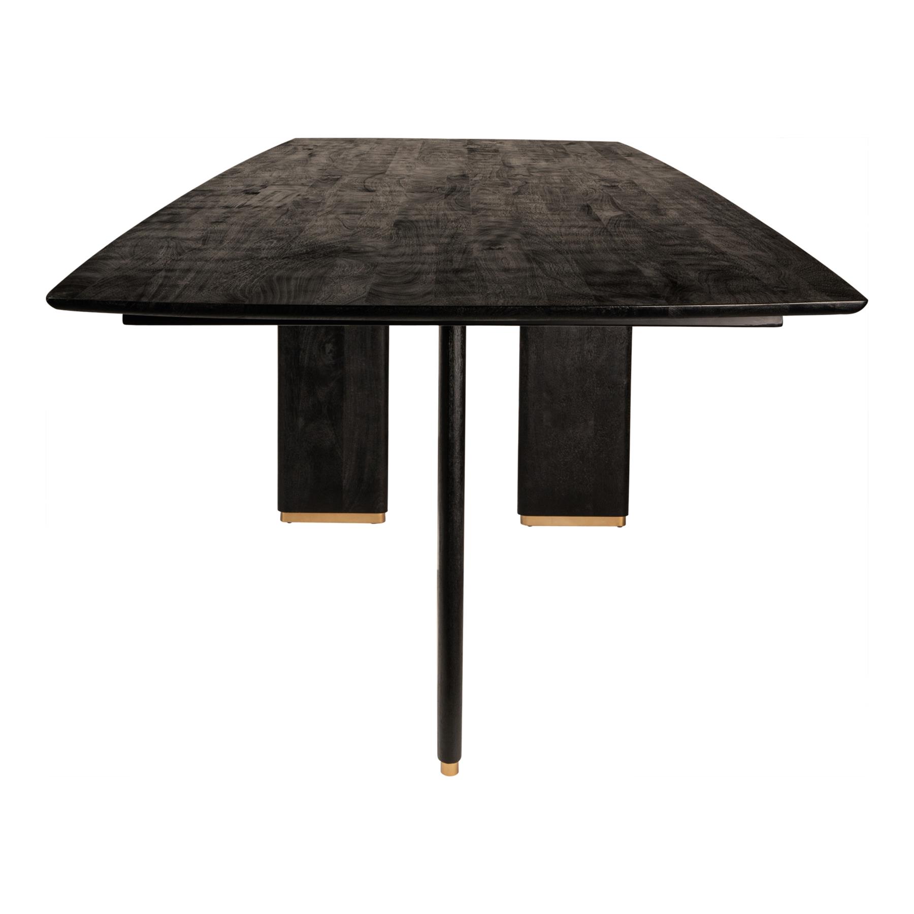 PTMD Liber Black Mango Wood Dining Table 240cm Gold Leg