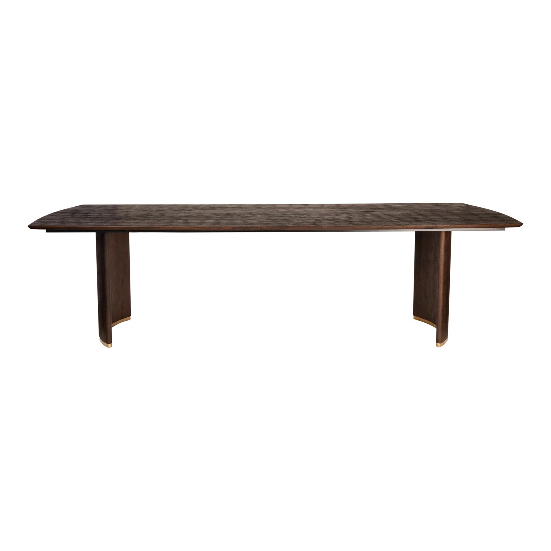 PTMD Ostara Brown Mango Wood Diningtable 240cm Gold Leg