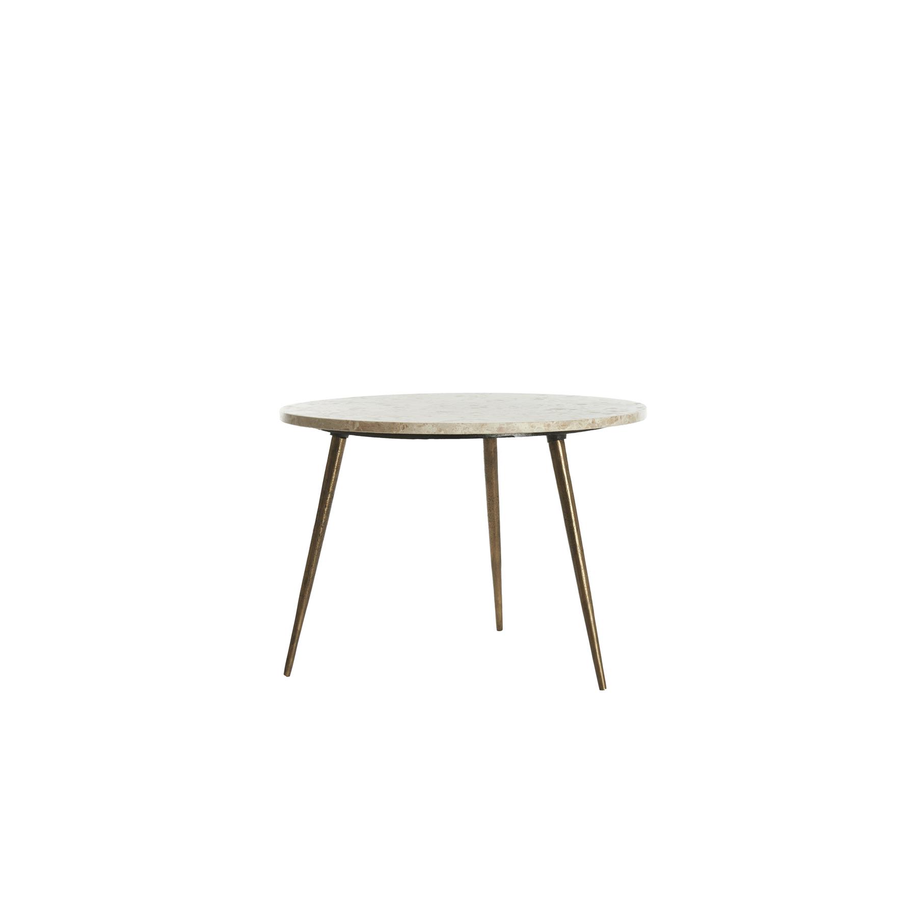 Light&living Bijzettafel Ø59x41 cm ZECA taupe marmer+antiek brons