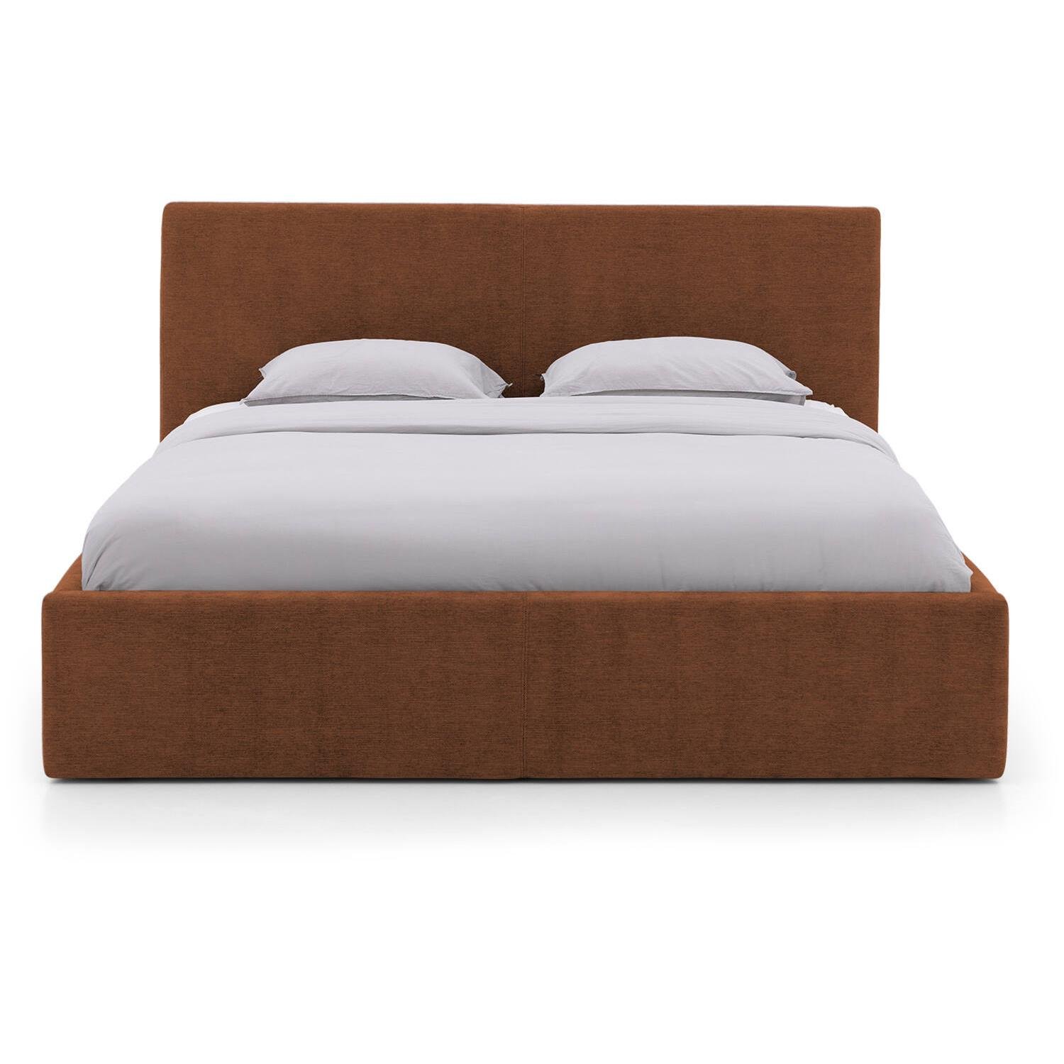 Goossens Bedframe Mysen Storage - 140 x 200 - Stof fijn geweven brique