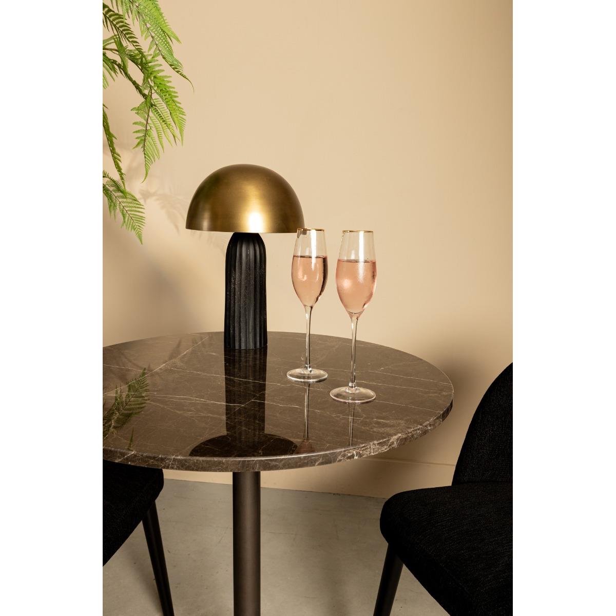 PTMD Plaza Bistrotable Round Brown Marble Taupe Base