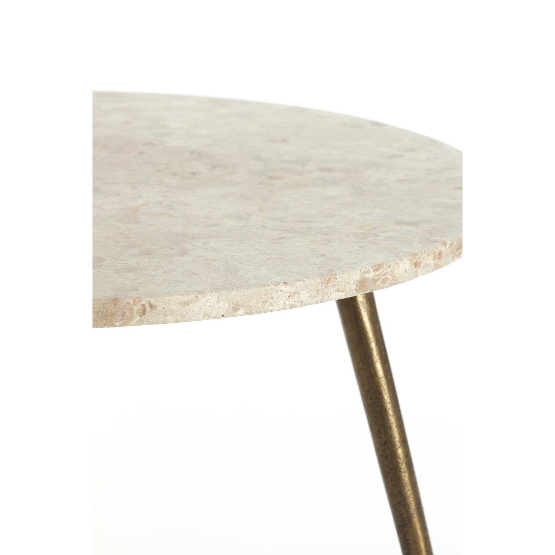 Light&living Bijzettafel Ø59x41 cm ZECA taupe marmer+antiek brons