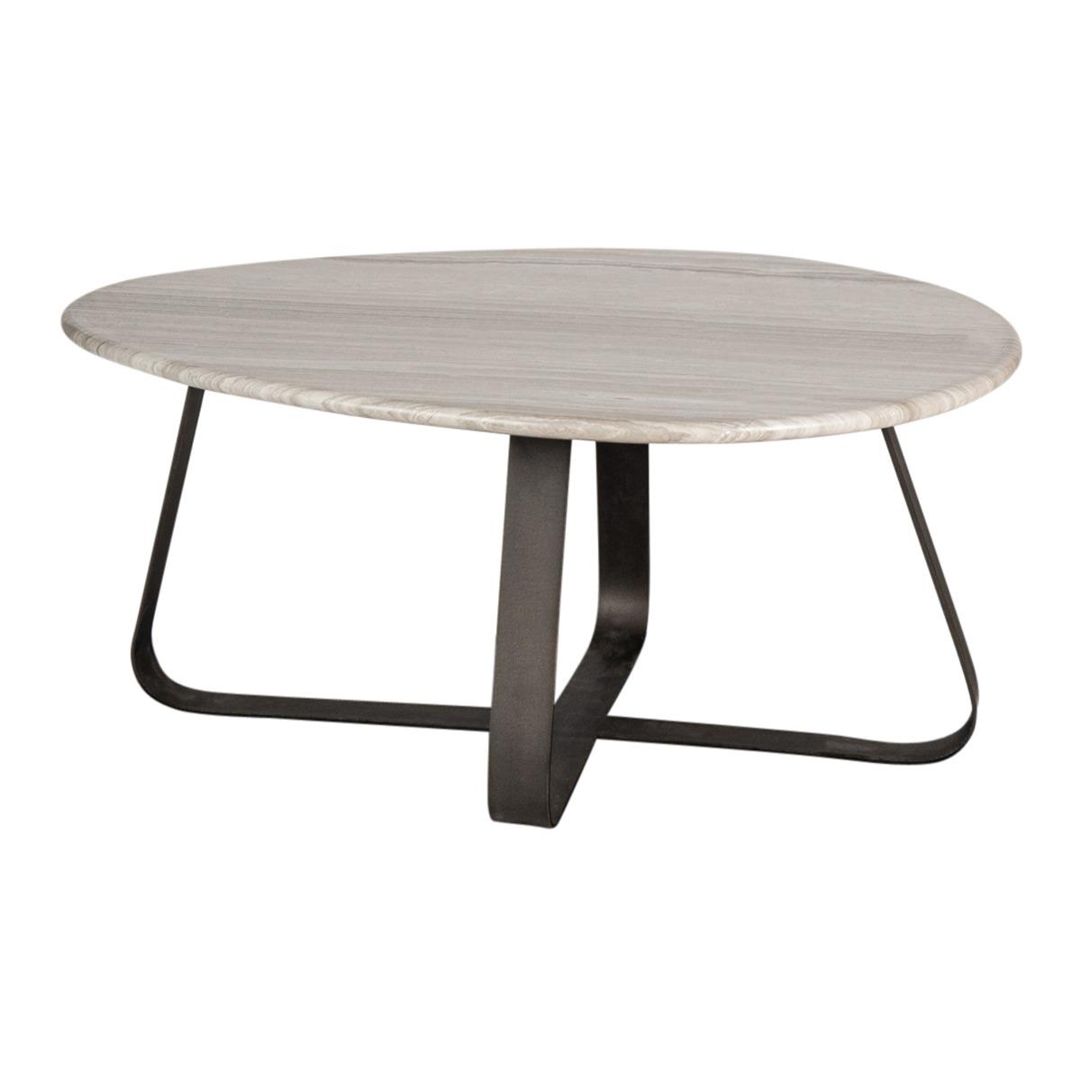 PTMD Muka Coffeetable Low Dark Grey Base White Marble