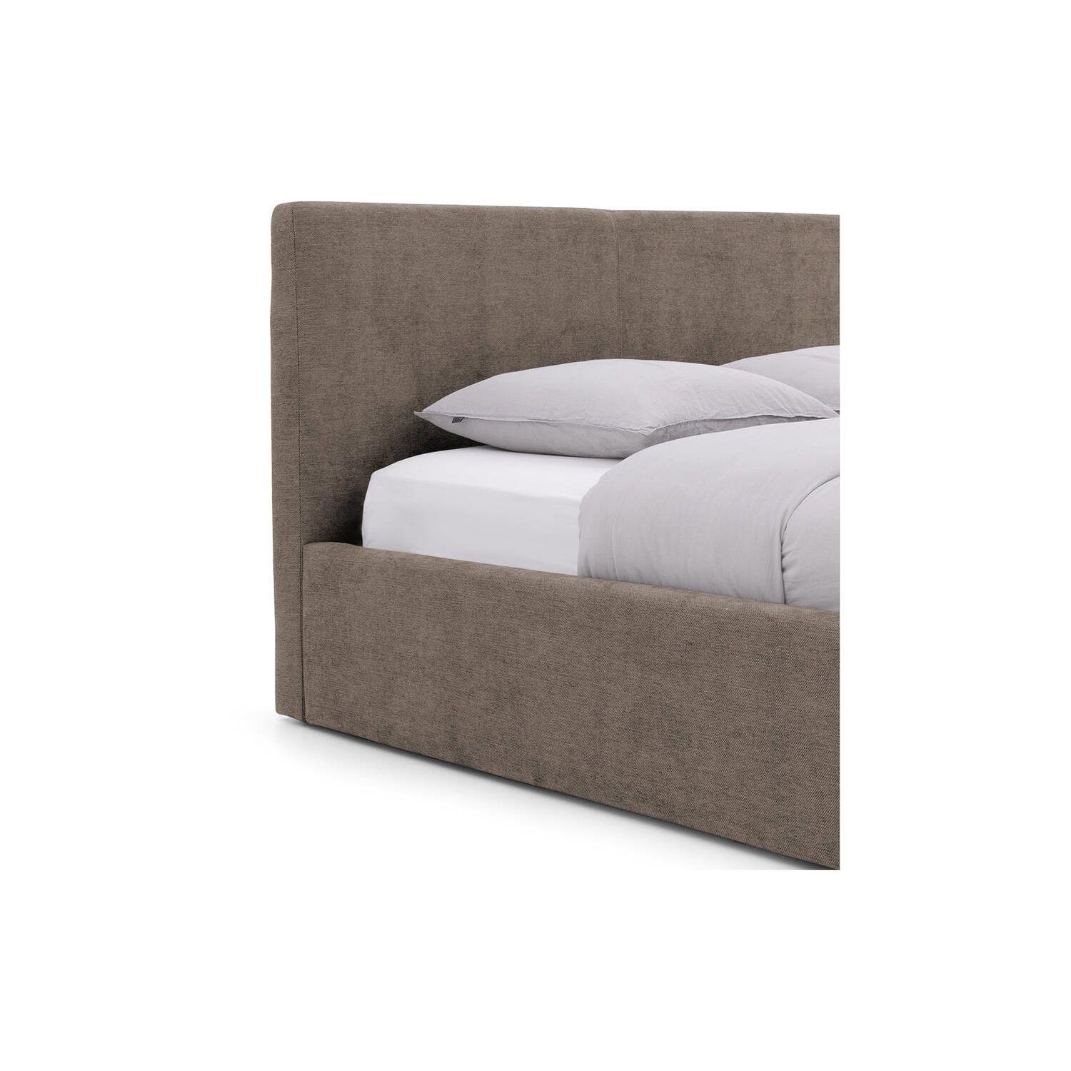 Goossens Bedframe Mysen Storage - 180 x 200 - Stof fijn geweven bruin