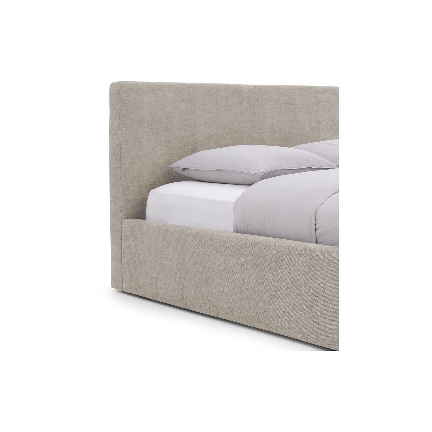 Goossens Bedframe Mysen Storage - 140 x 200 - Stof fijn geweven taupe