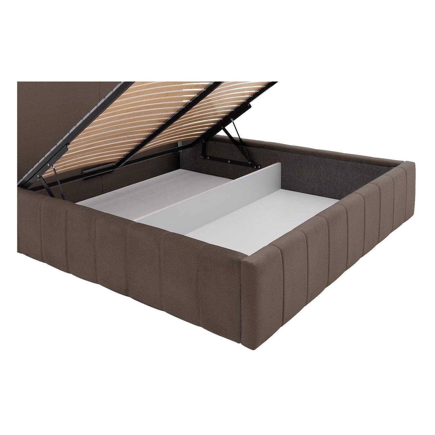 Goossens Bedframe Carte - 140 x 200 - Velours middenbruin 5 - Fluweel