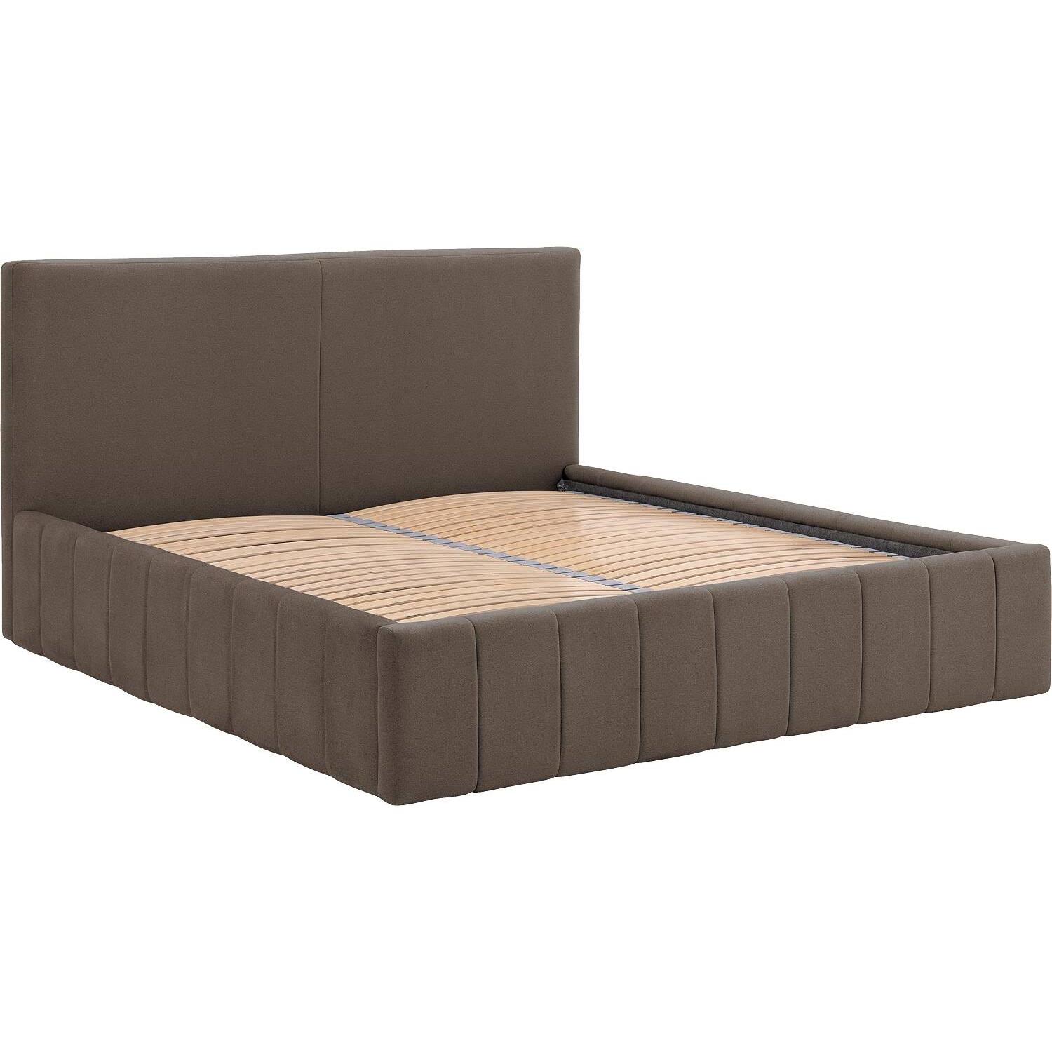 Goossens Bedframe Carte - 140 x 200 - Velours middenbruin 5 - Fluweel