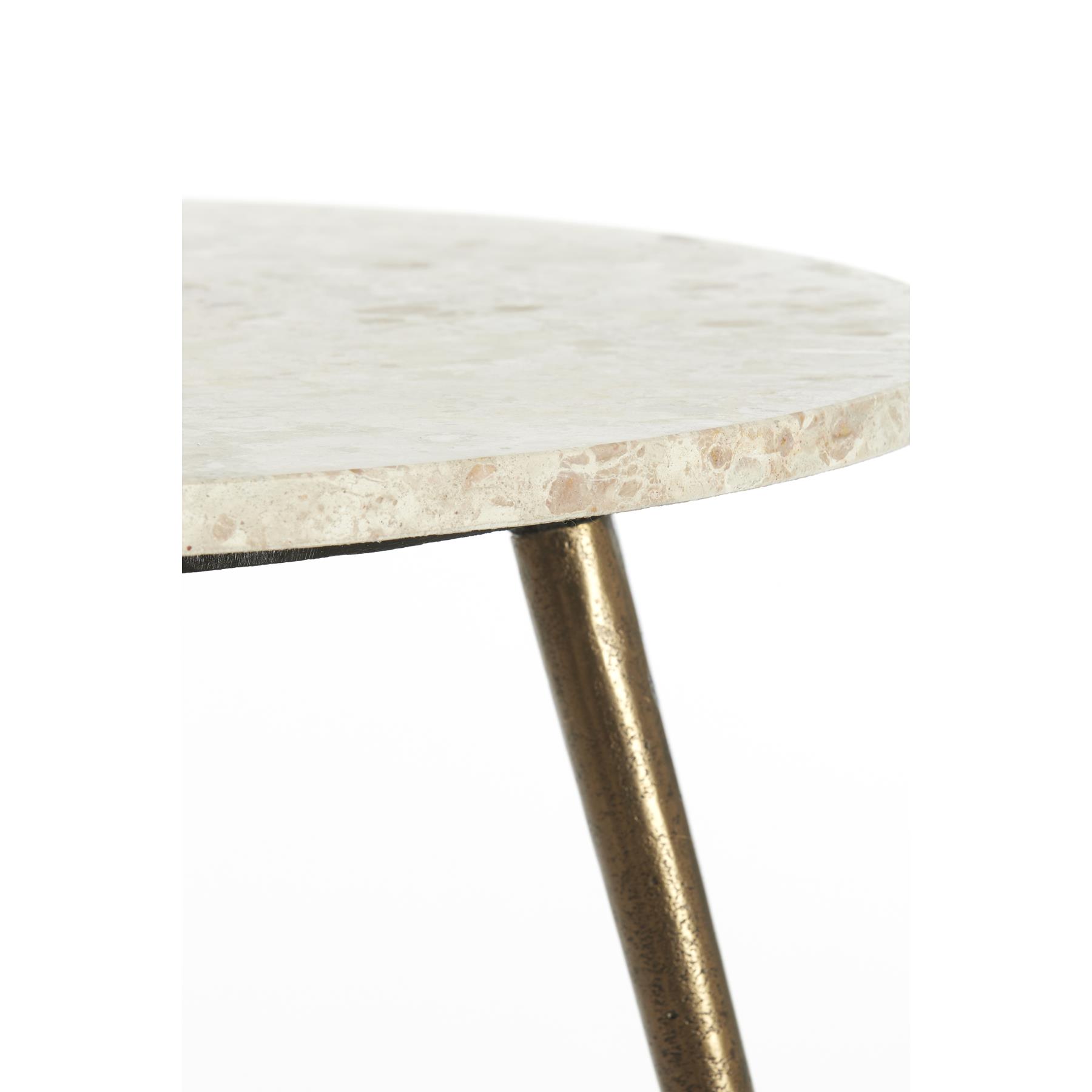 Light&living Bijzettafel Ø59x41 cm ZECA taupe marmer+antiek brons