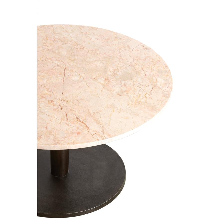 Light&living Salontafel Ø76x36 cm PAZO zand-roze marmer+donker bruin