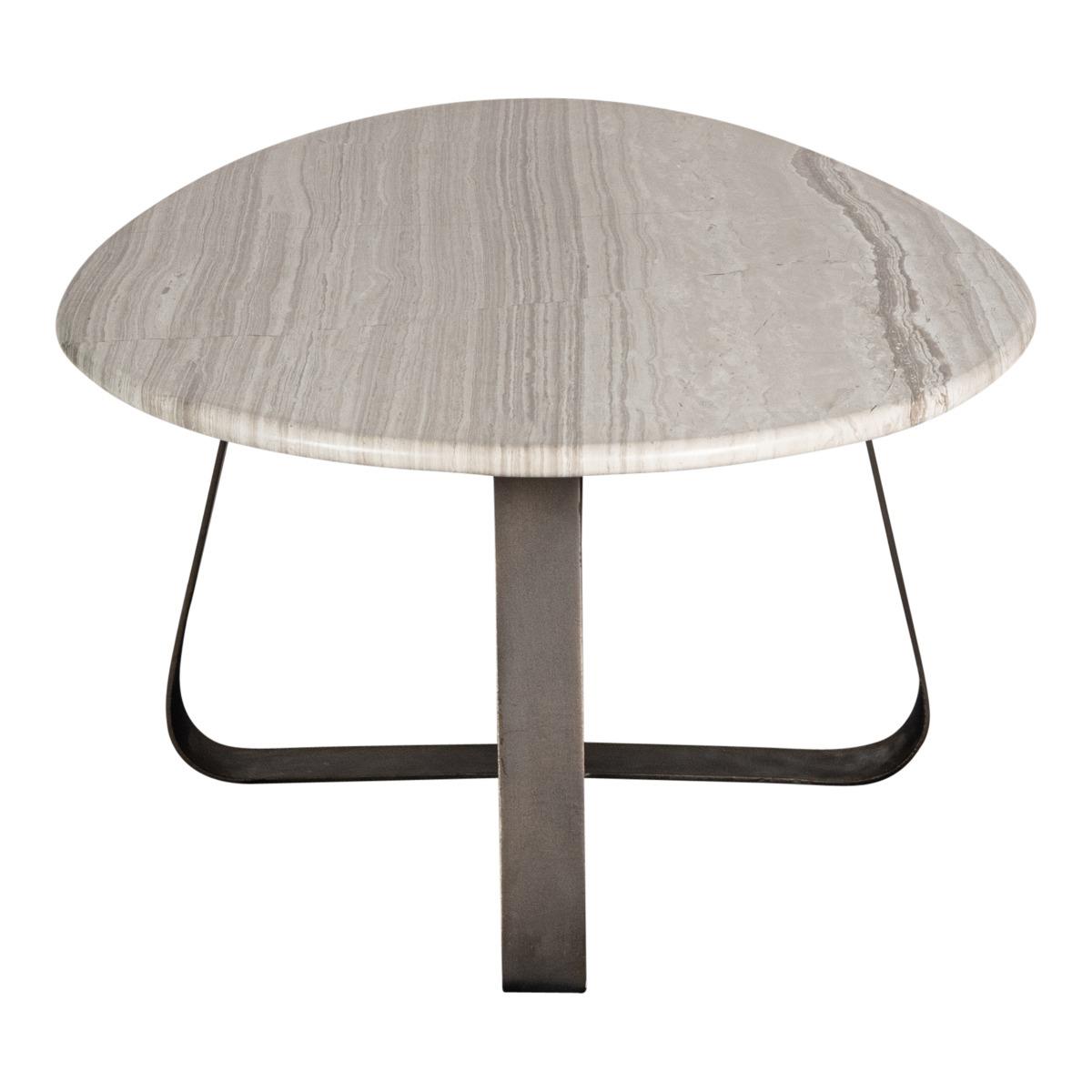 PTMD Muka Coffeetable Low Dark Grey Base White Marble