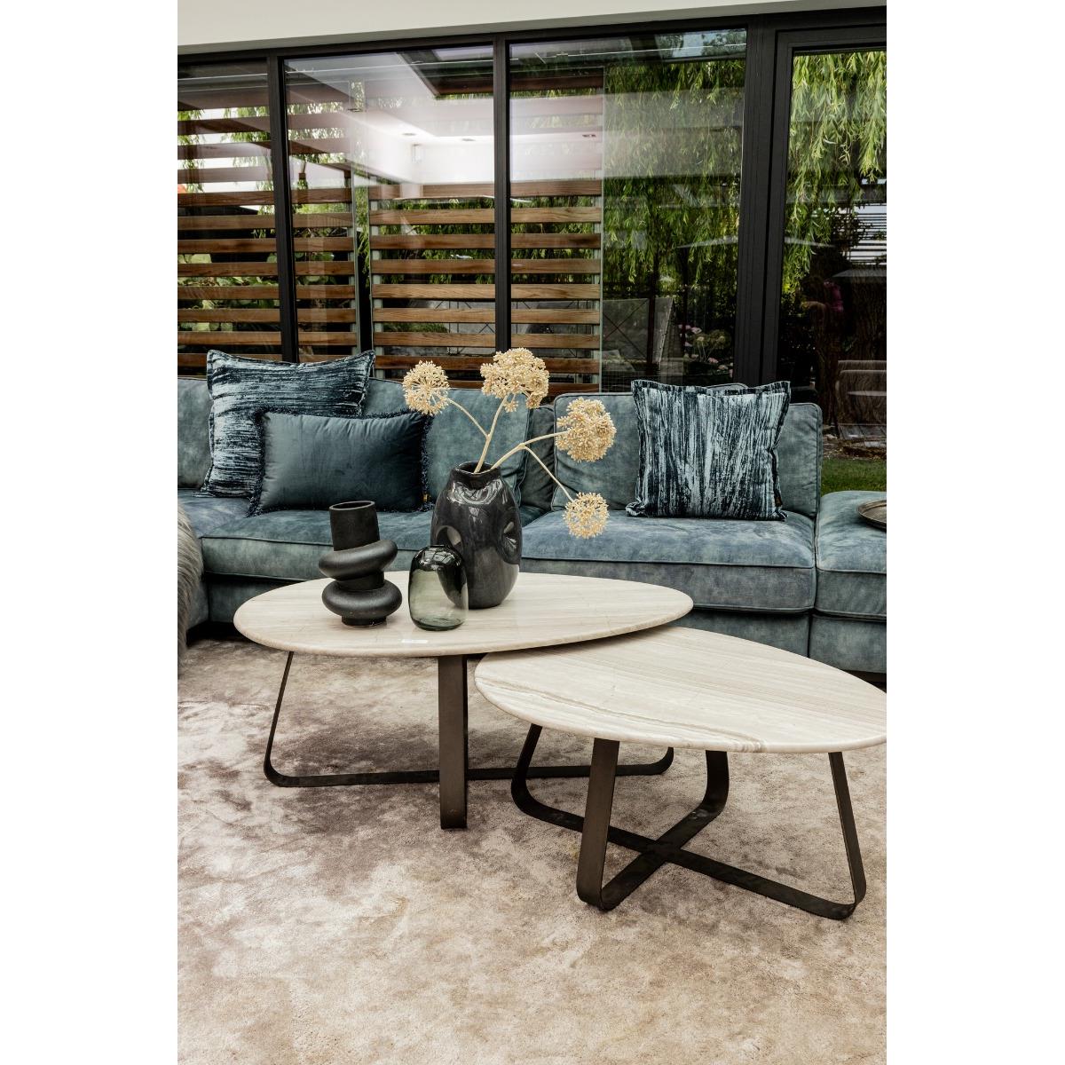 PTMD Muka Coffeetable Low Dark Grey Base White Marble