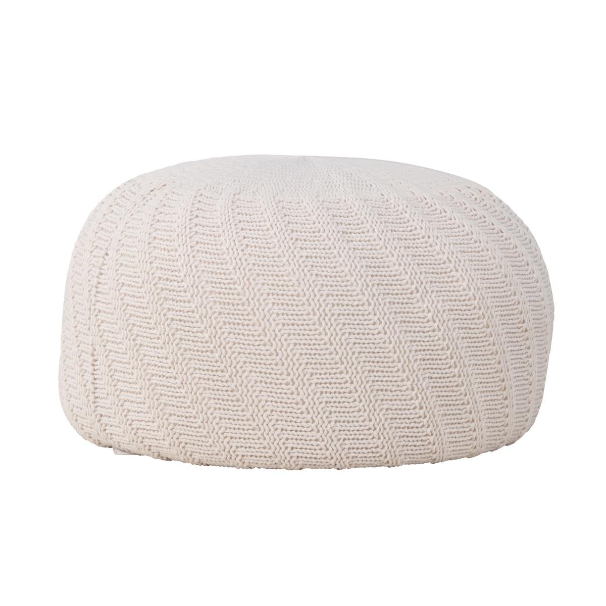 Nest living Dina Ronde Gebreide Poef Ø 60 cm - Crême