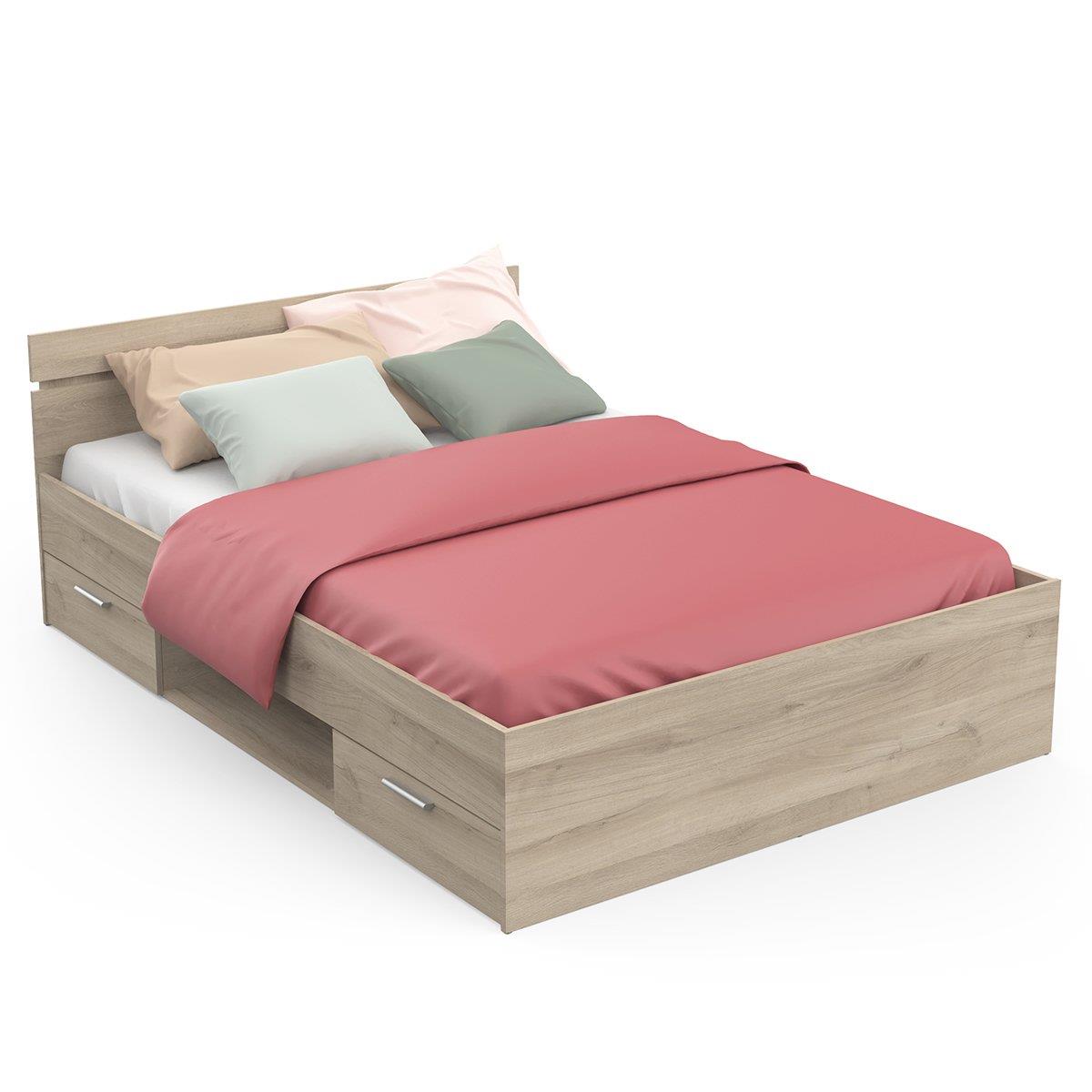Calicosy - Bed met opbergruimte Michigan - 204 cm - Eikeneffect