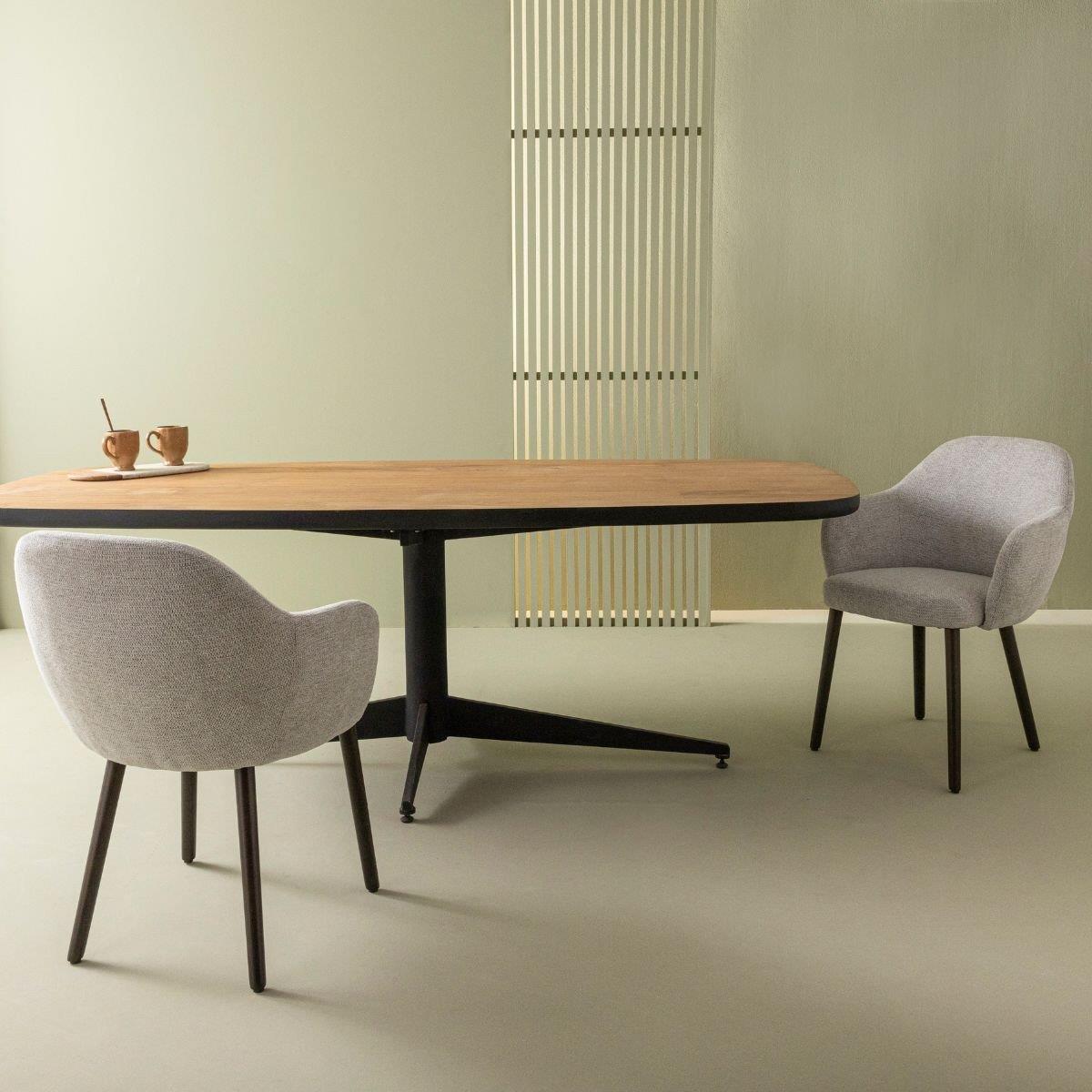 Signature - Bridgefauteuils in stof ERNEST - Lichtgrijs - Set van 2