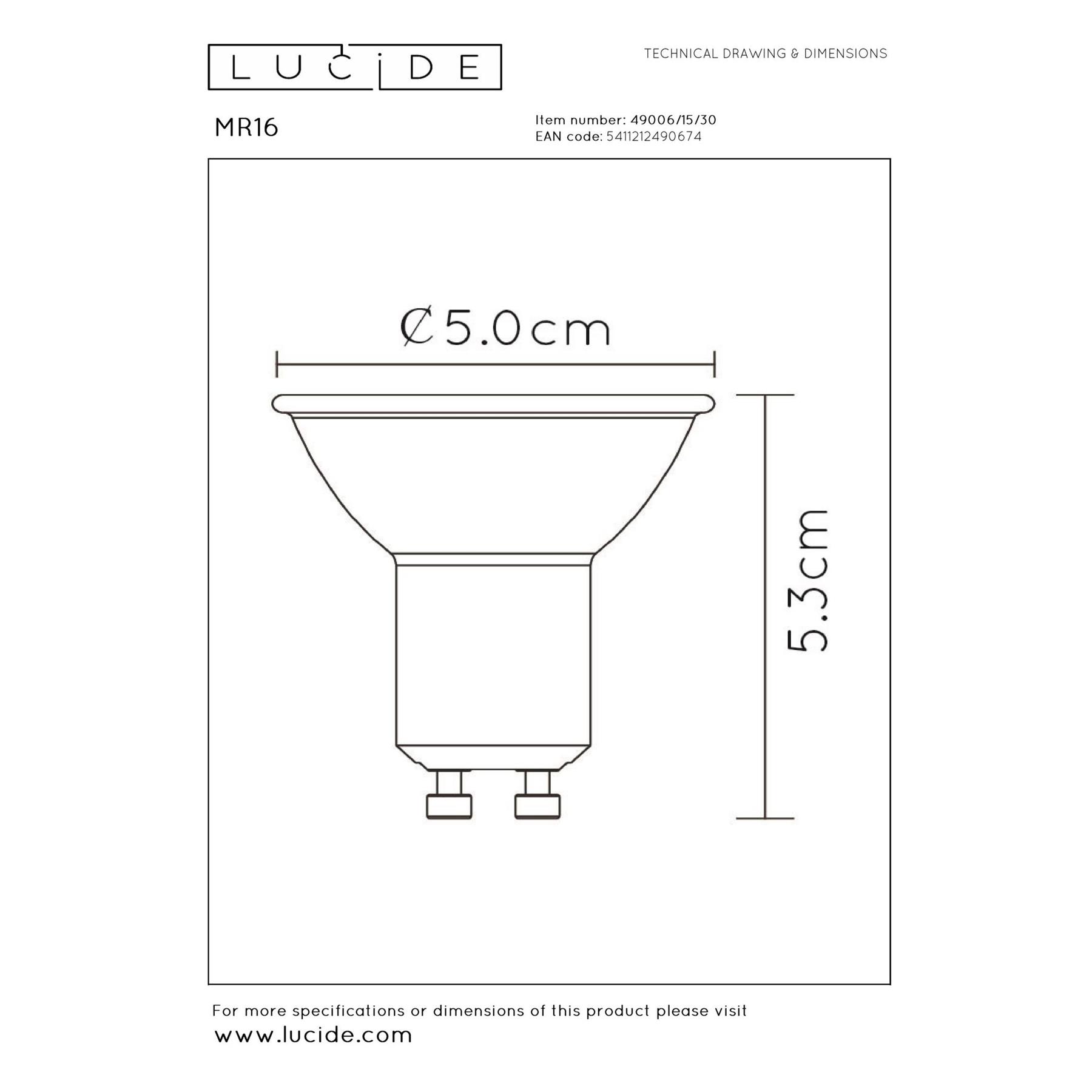 Lucide MR16 Led lamp - Zwart