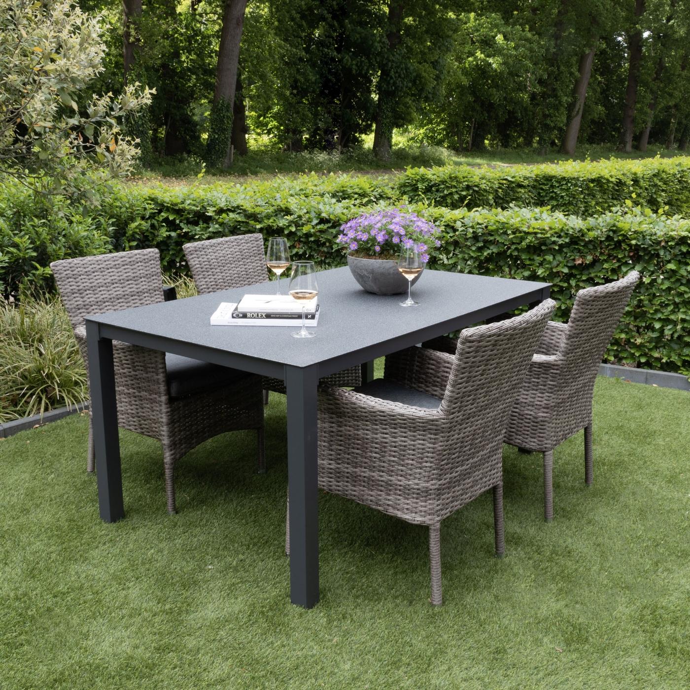 Giga Meubel - Tuintafel Aluminium Antraciet 160cm - Tafel Dante