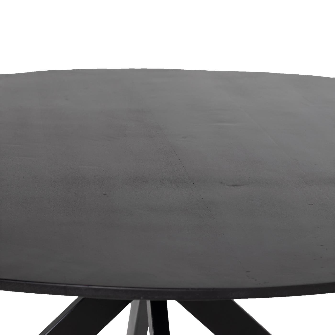 Giga Meubel - Eettafel Rond - Zwart - Mangohout - Ø130cm - Tafel Batti