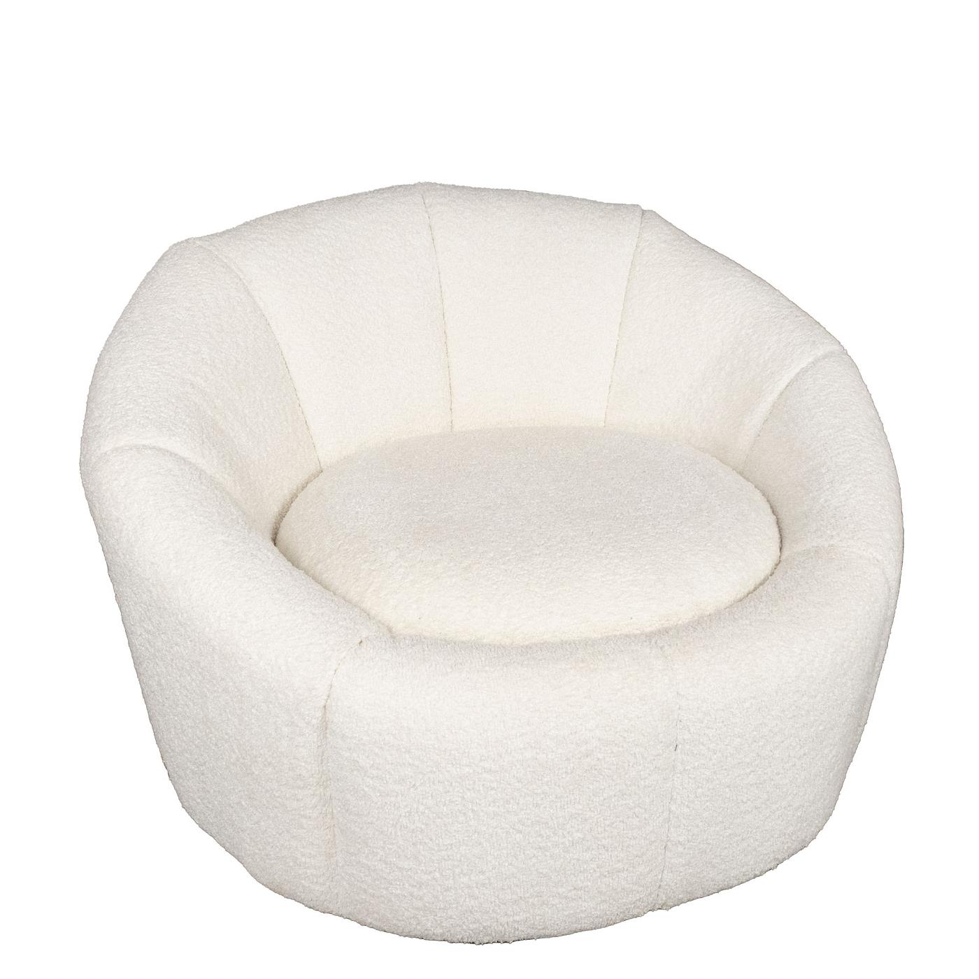 Giga Meubel - Fauteuil Bouclé Wit - Zithoogte 42cm - Stoel Florine