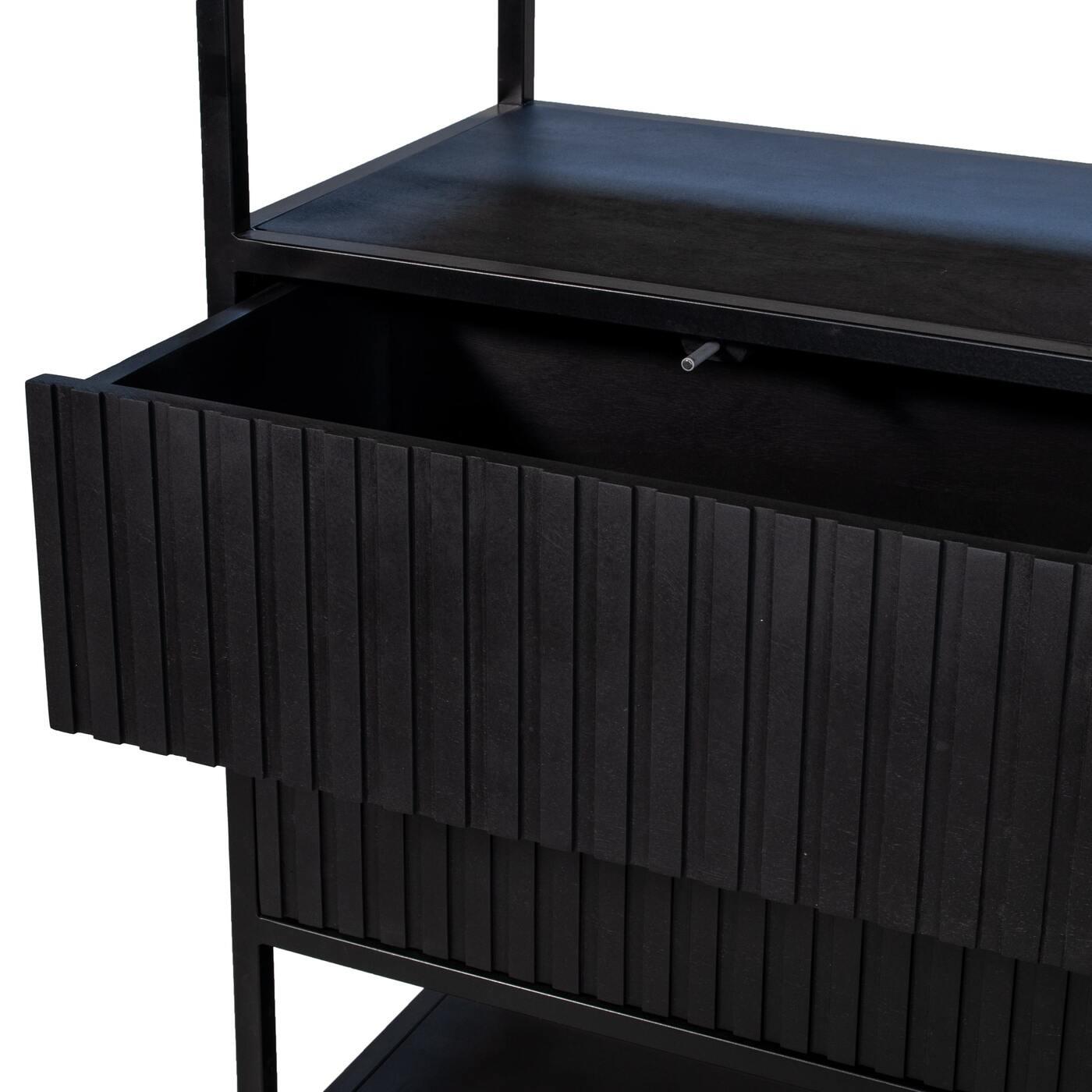 Giga Meubel - Vakkenkast Rechthoek Zwart - Mangohout - 120x40x190cm