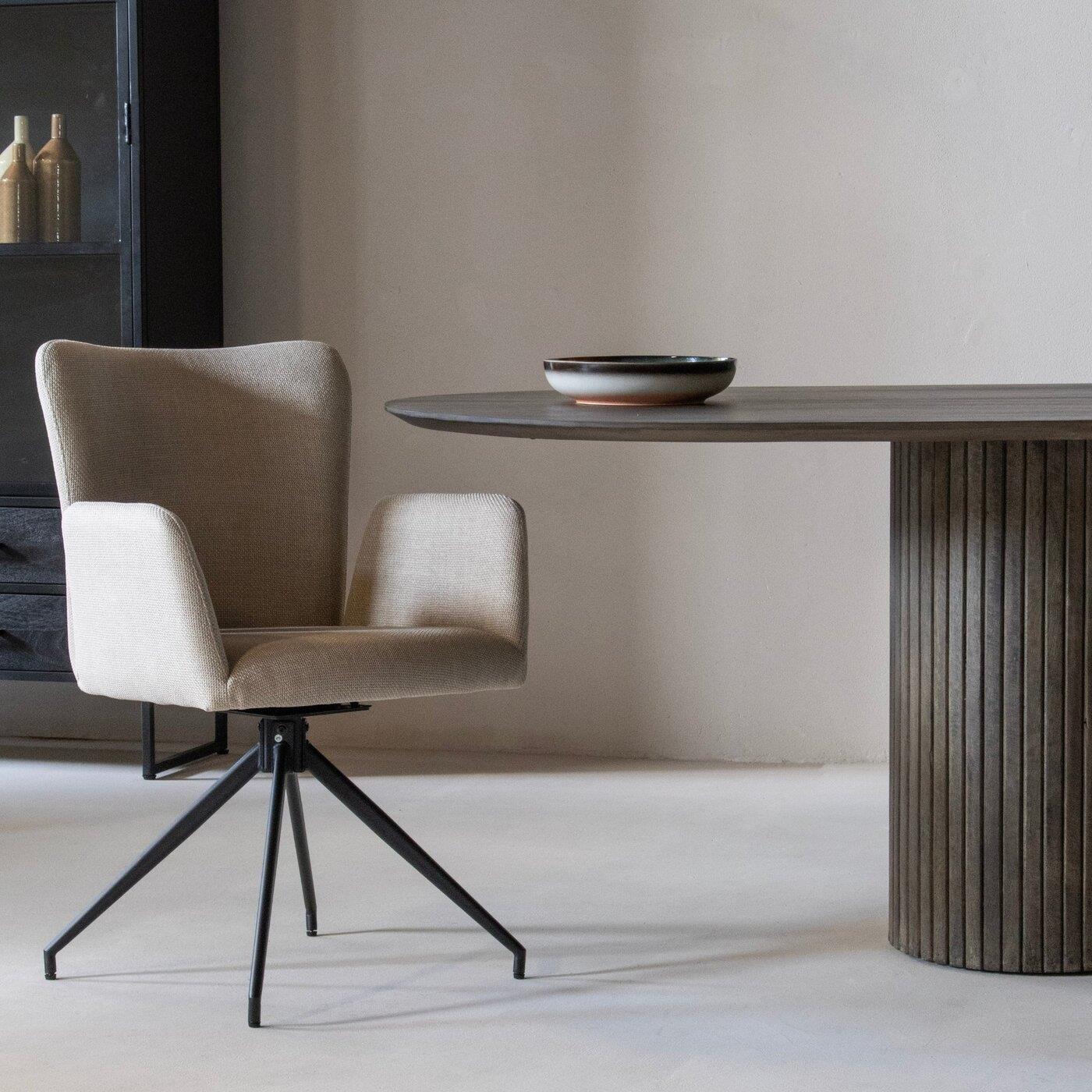 Giga Living - Eetkamerstoel met Armleuning Beige - Erwin - Set van 2