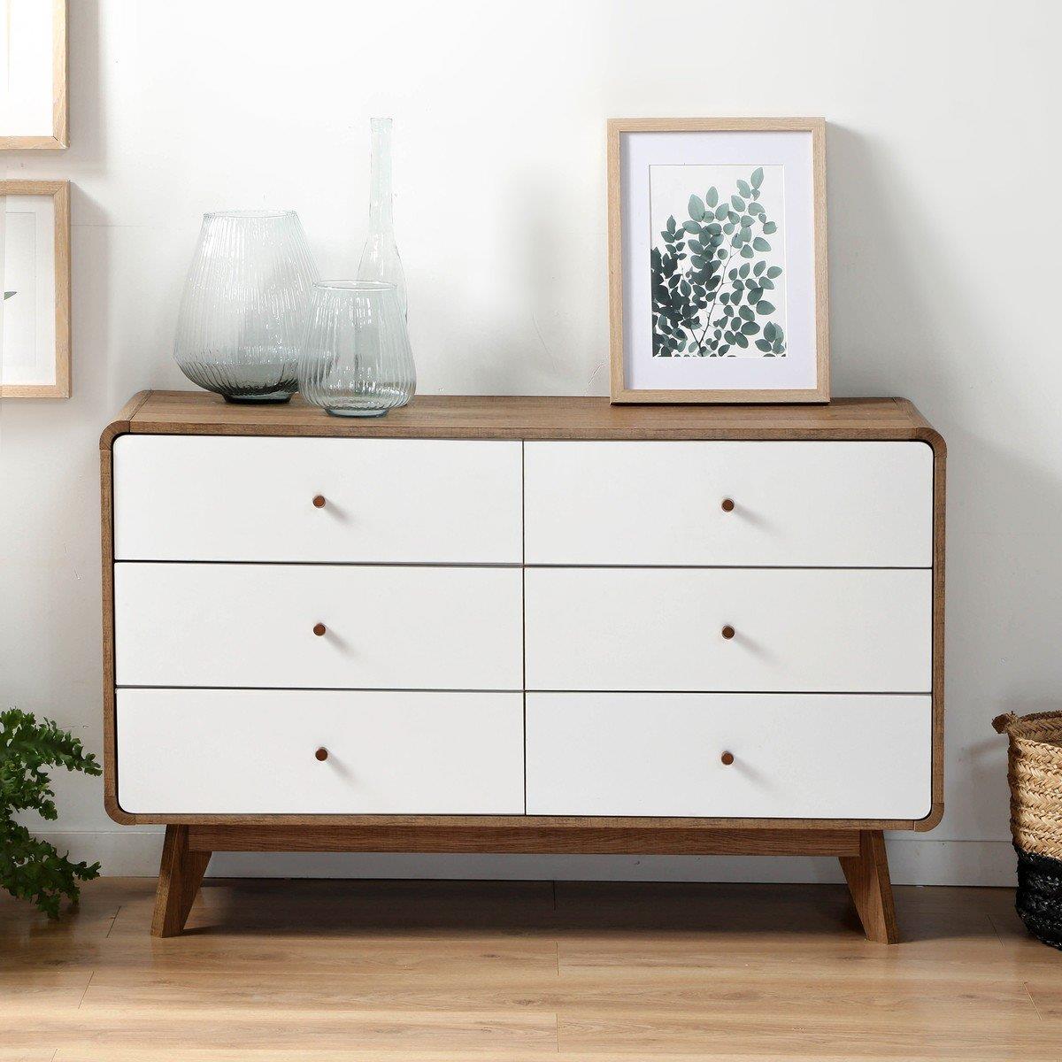Calicosy - Ladekast ALBURA - Houtdecor en wit - 120 cm