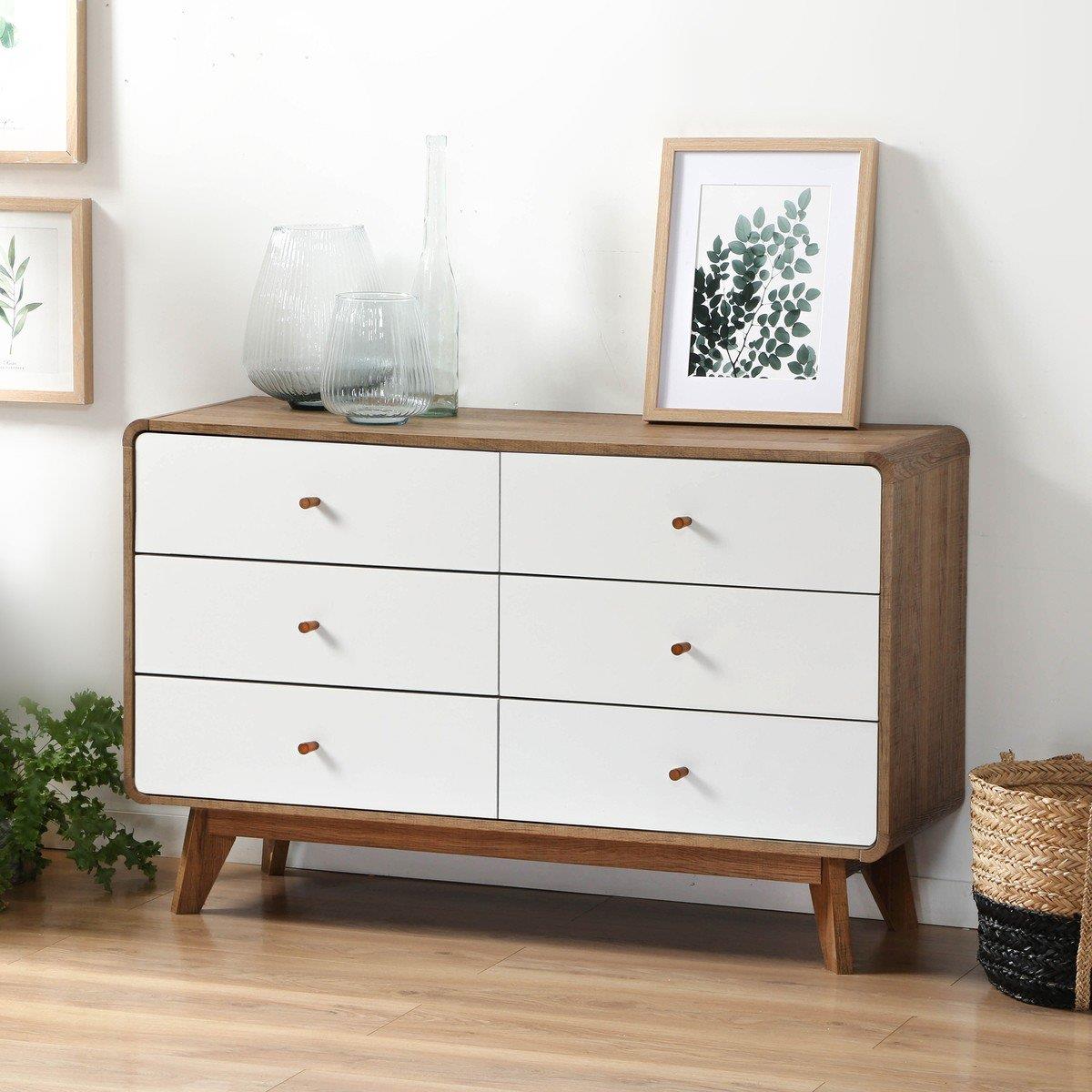 Calicosy - Ladekast ALBURA - Houtdecor en wit - 120 cm