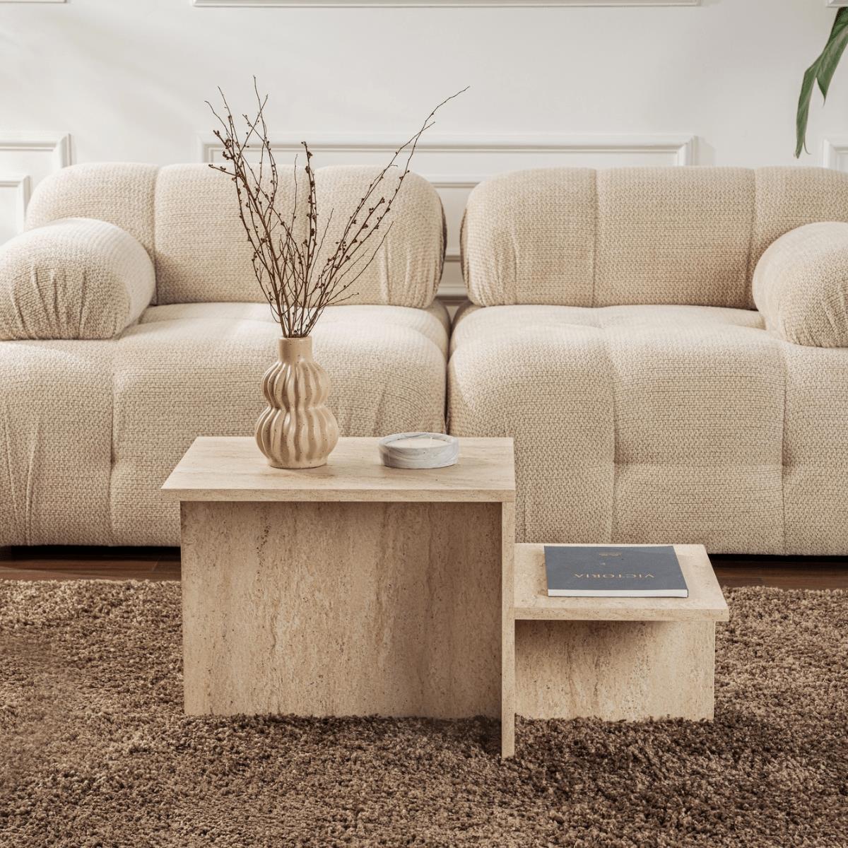 Calicosy - Salontafel Harmony - 90 cm - Travertijneffect
