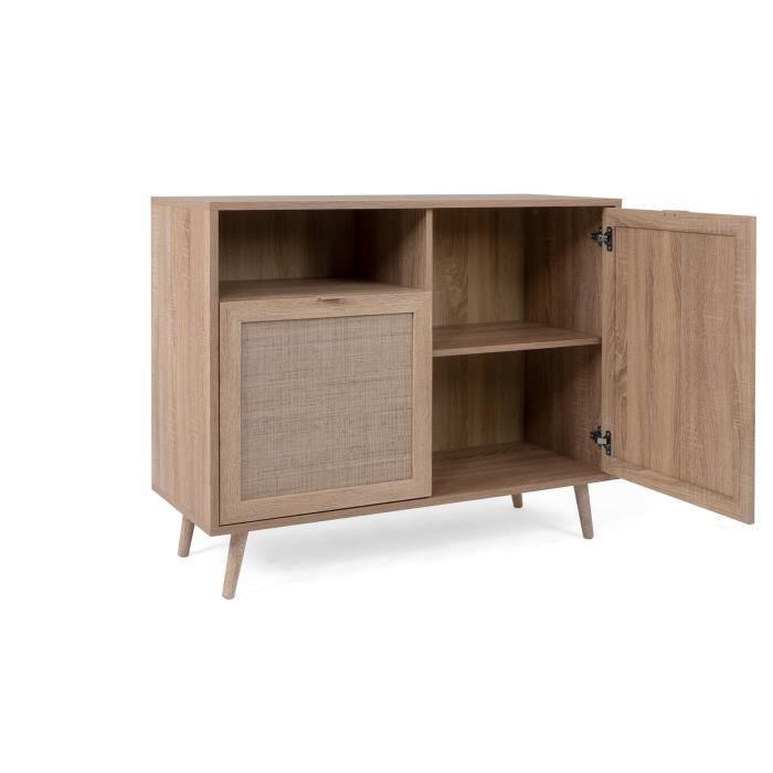 Cstore Opbergmeubel 2 deuren 1 lade - Eiken - L101xD40xH87cm - BALI