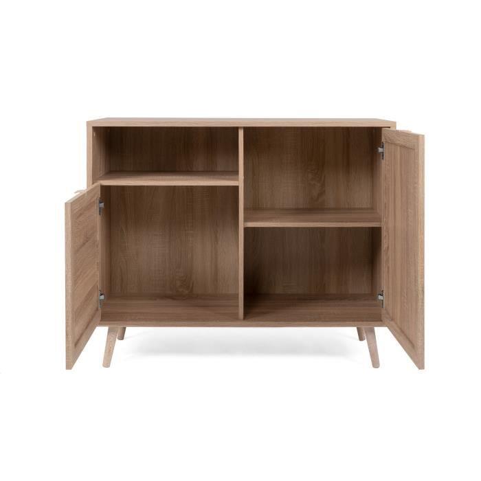 Cstore Opbergmeubel 2 deuren 1 lade - Eiken - L101xD40xH87cm - BALI