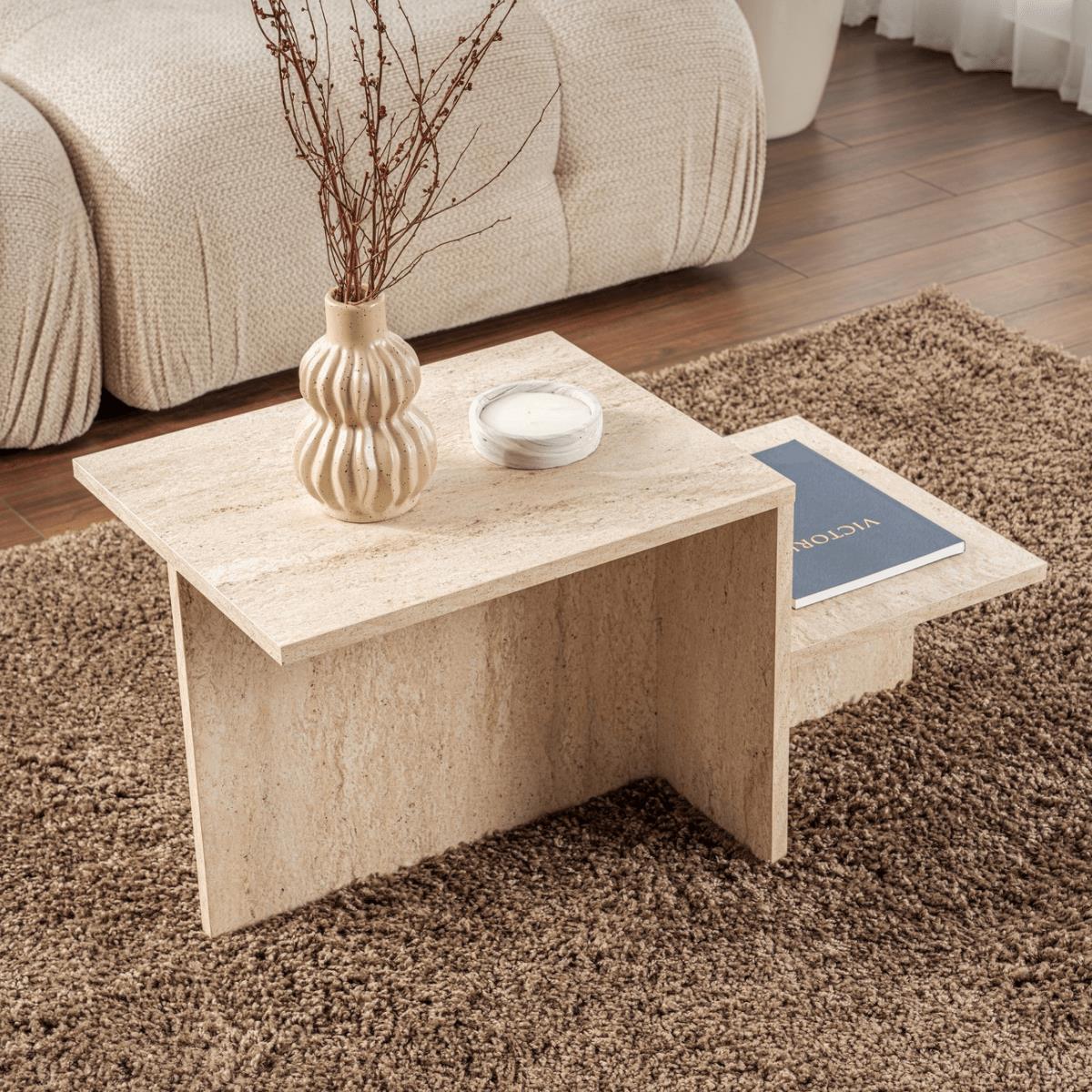 Calicosy - Salontafel Harmony - 90 cm - Travertijneffect