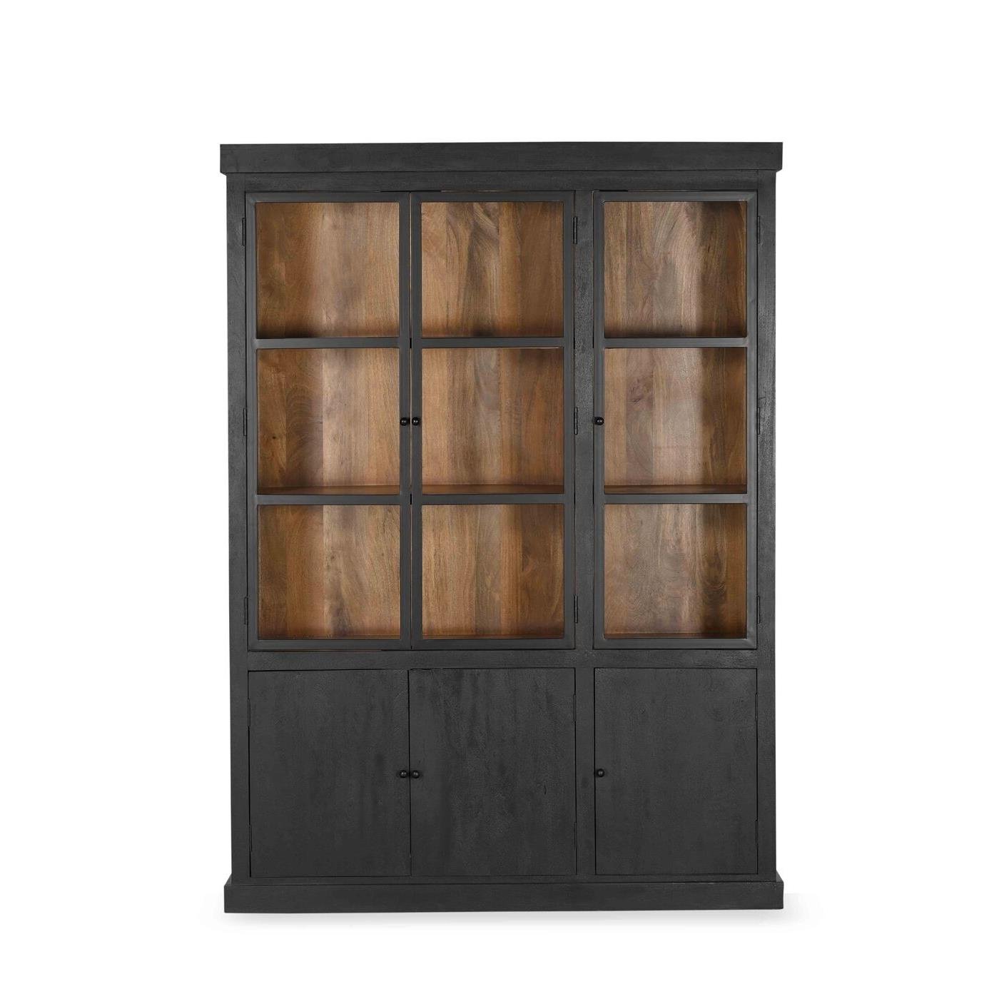 Giga Meubel - Vitrinekast Zwart - 160x40x220cm - Hout - Kast Rense