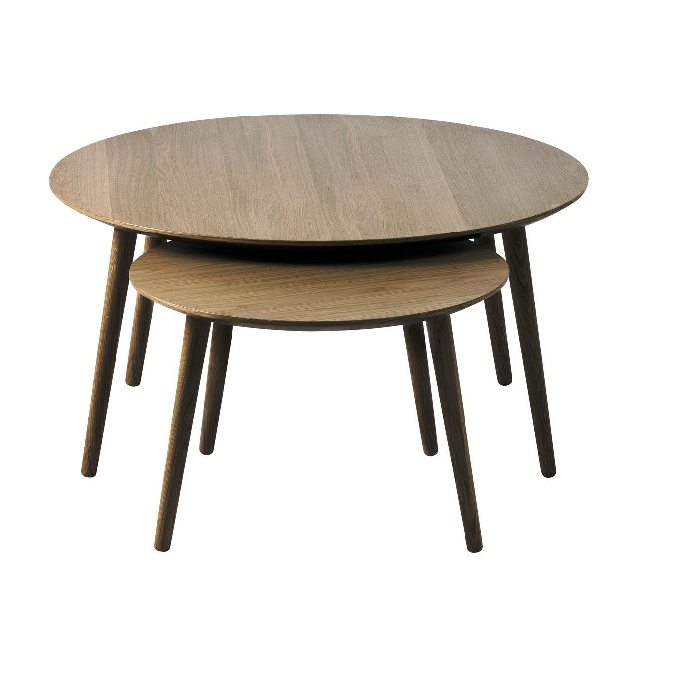 Giga Living - Salontafel Adda Rond Smoked Eiken Set van 2