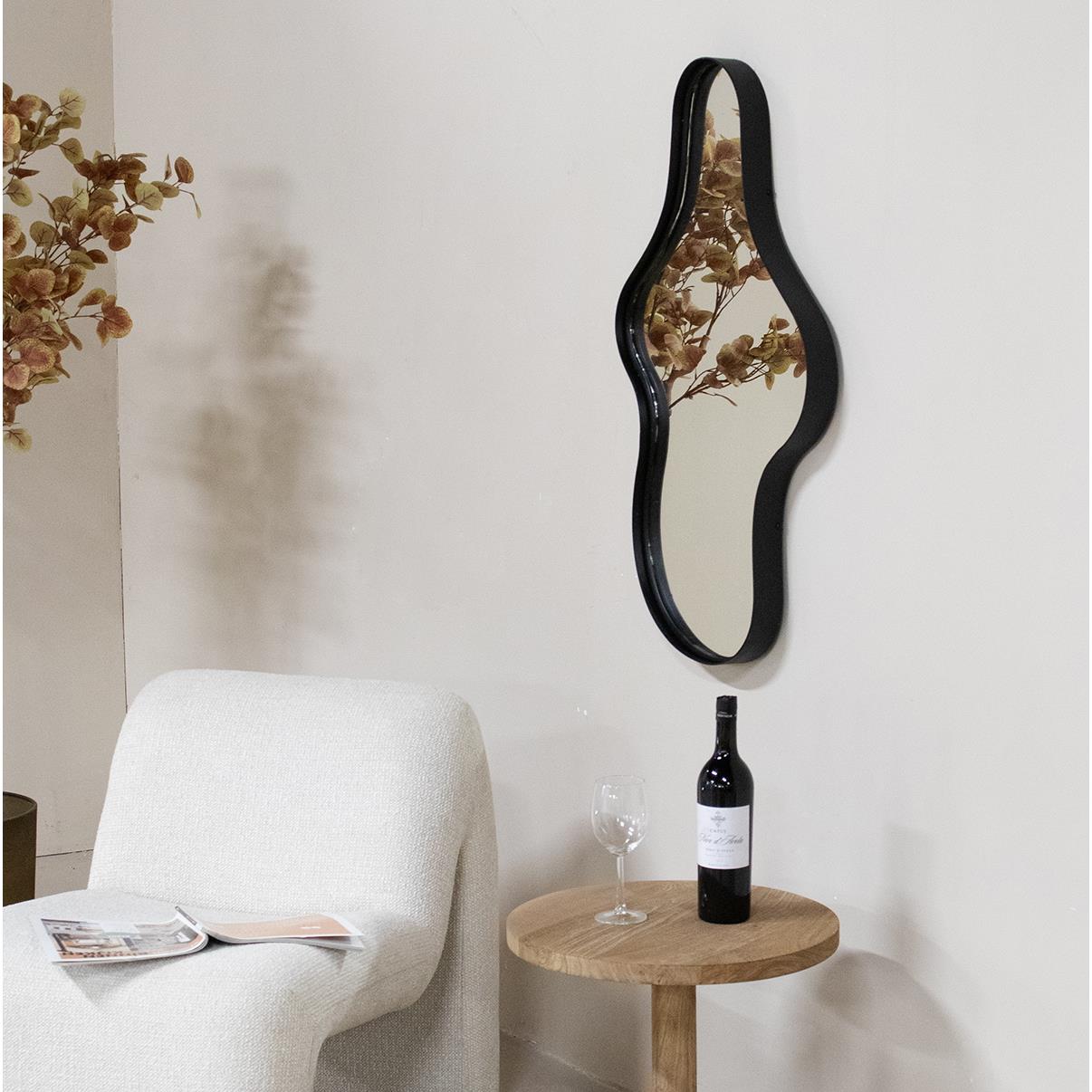 Giga Meubel - Spiegel Organisch - Zwart Metaal - 65x5x110cm - Dory