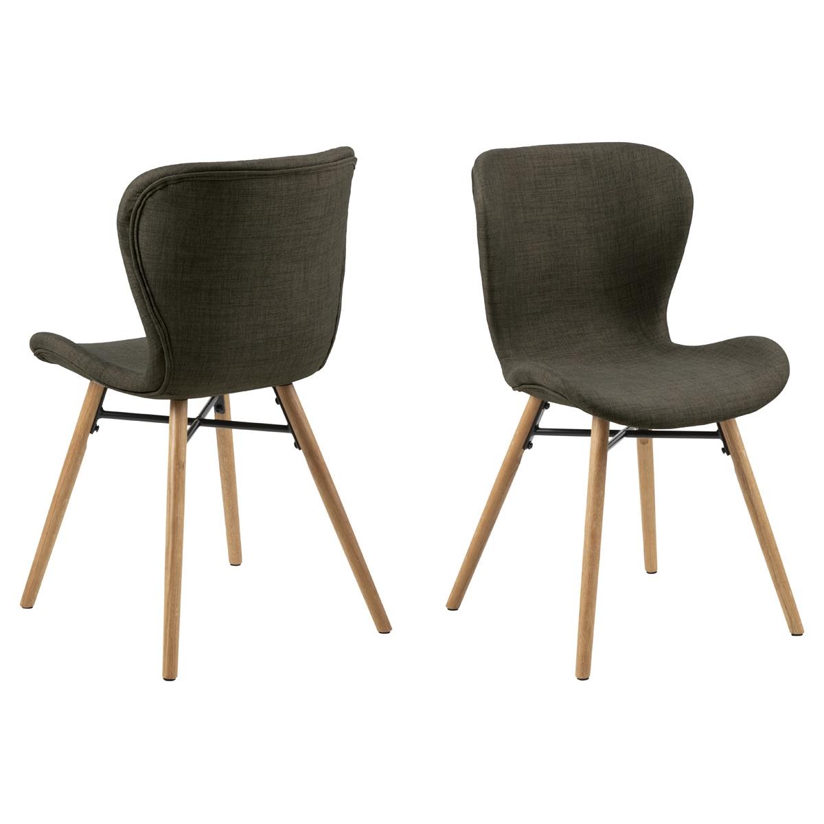 Giga Living - Eetkamerstoel Stof Khaki - Zaria - Set van 2