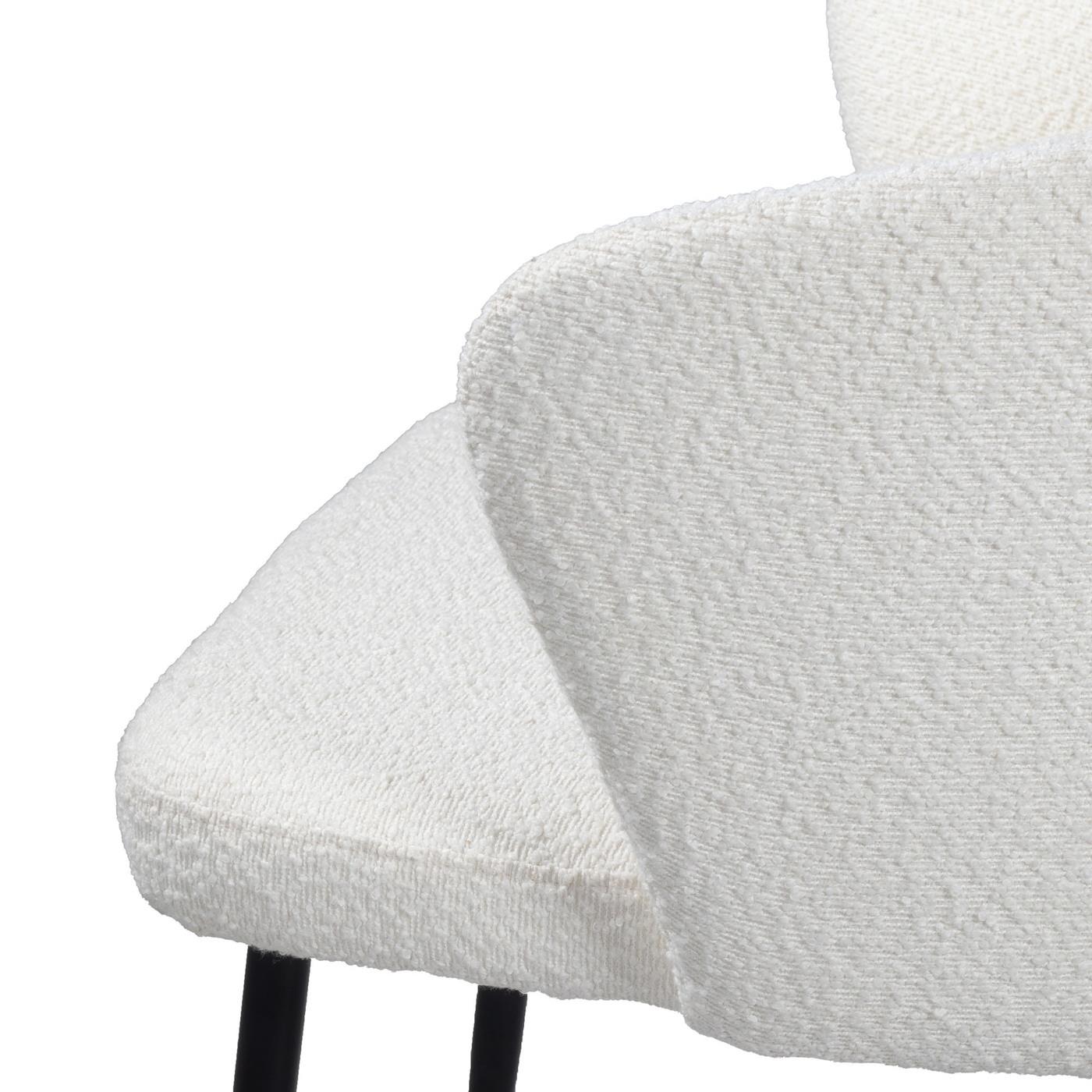 Giga Meubel - Eetkamerstoel Bouclé - Wit - Stoel Juliette - Set van 2
