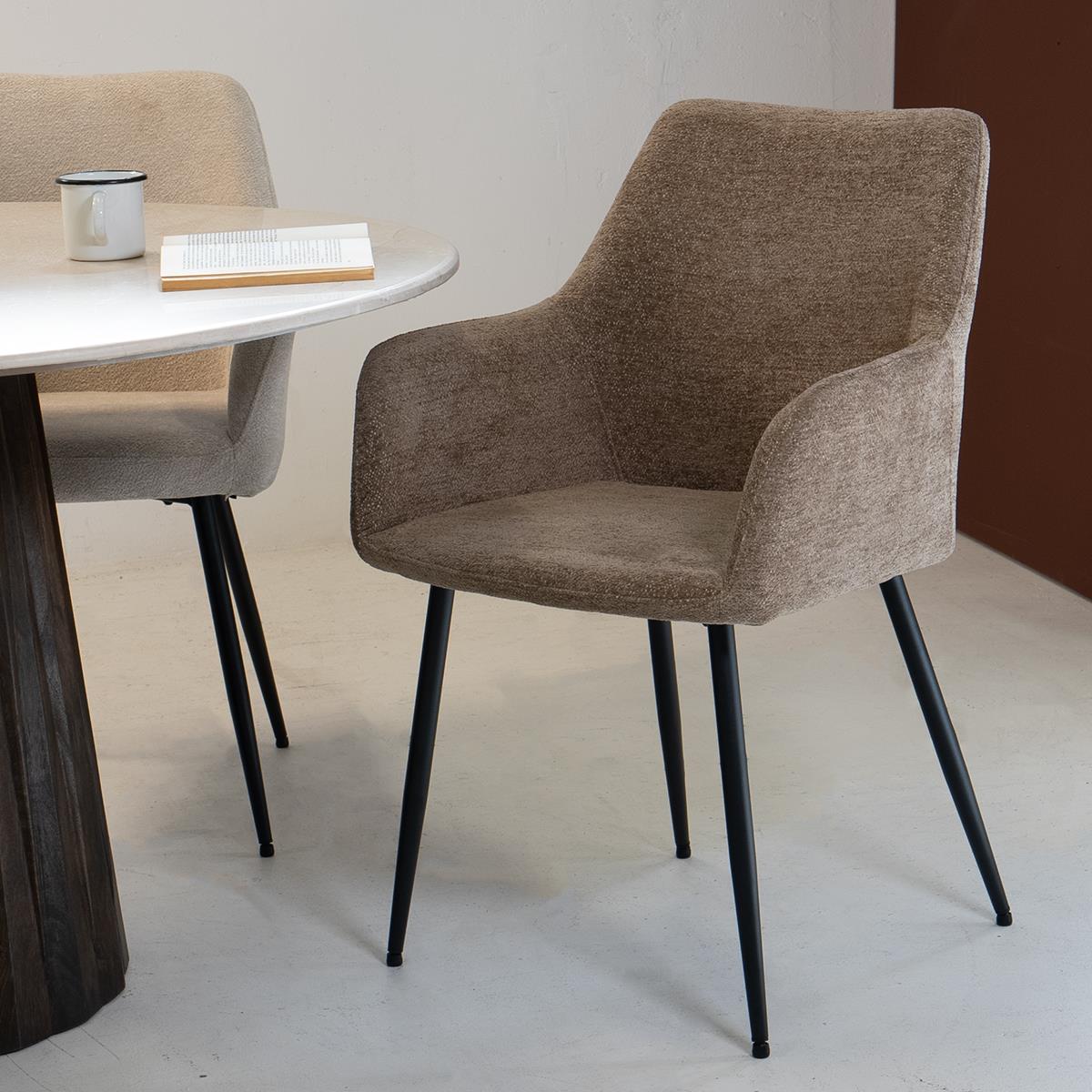 Giga Meubel - Eetkamerstoel Taupe Stof - Annabel  - Set van 2