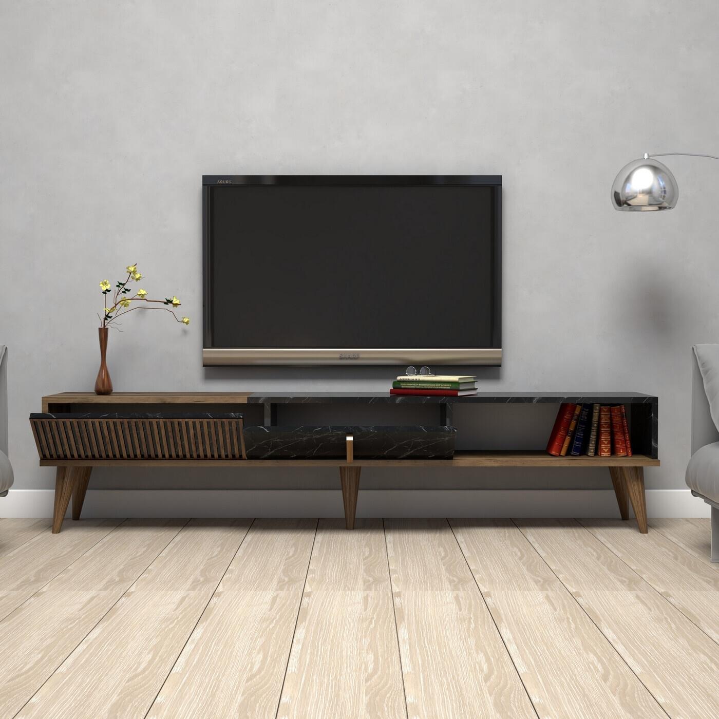 Giga Meubel - Tv-Meubel Zwart - 180x35x40cm - Melamine - Kast Milan