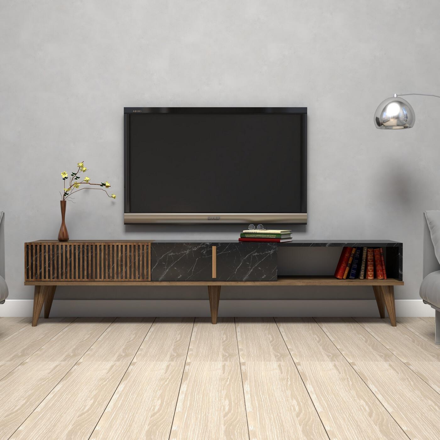 Giga Meubel - Tv-Meubel Zwart - 180x35x40cm - Melamine - Kast Milan