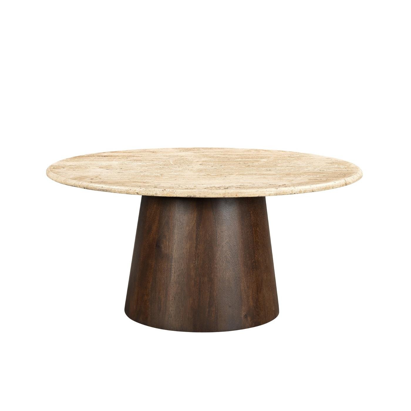 Livingfurn - Salontafel Rond 75cm - Beige Travertin - 75x75x38cm - Valentino