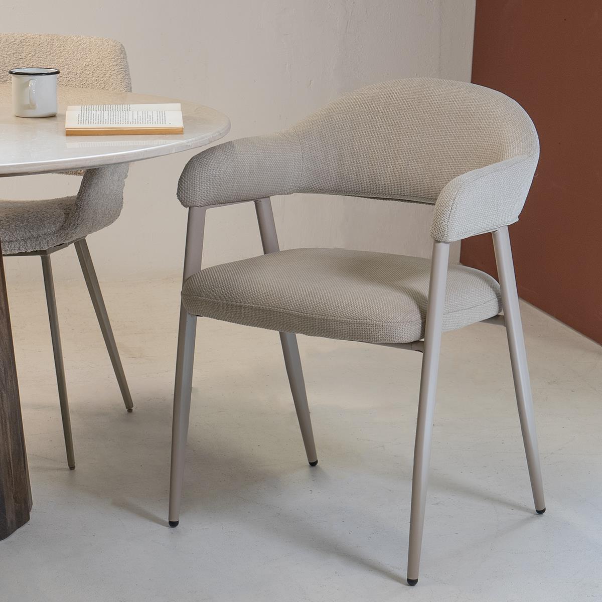 Giga Meubel - Eetkamerstoel Beige Stof - Linde - Set van 2