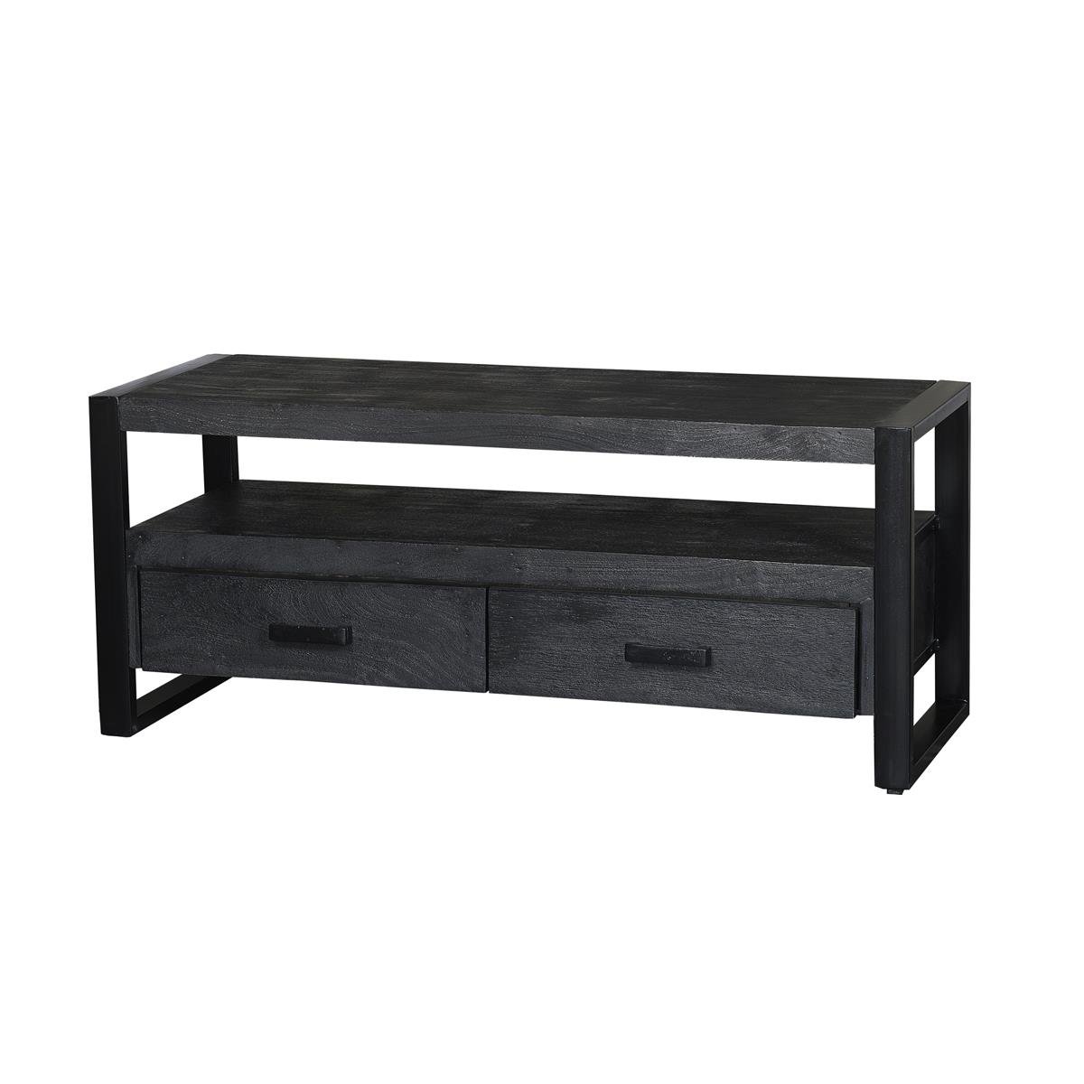 Livingfurn - Tv-Meubel Zwart Mangohout - 120x45x50cm - Norris