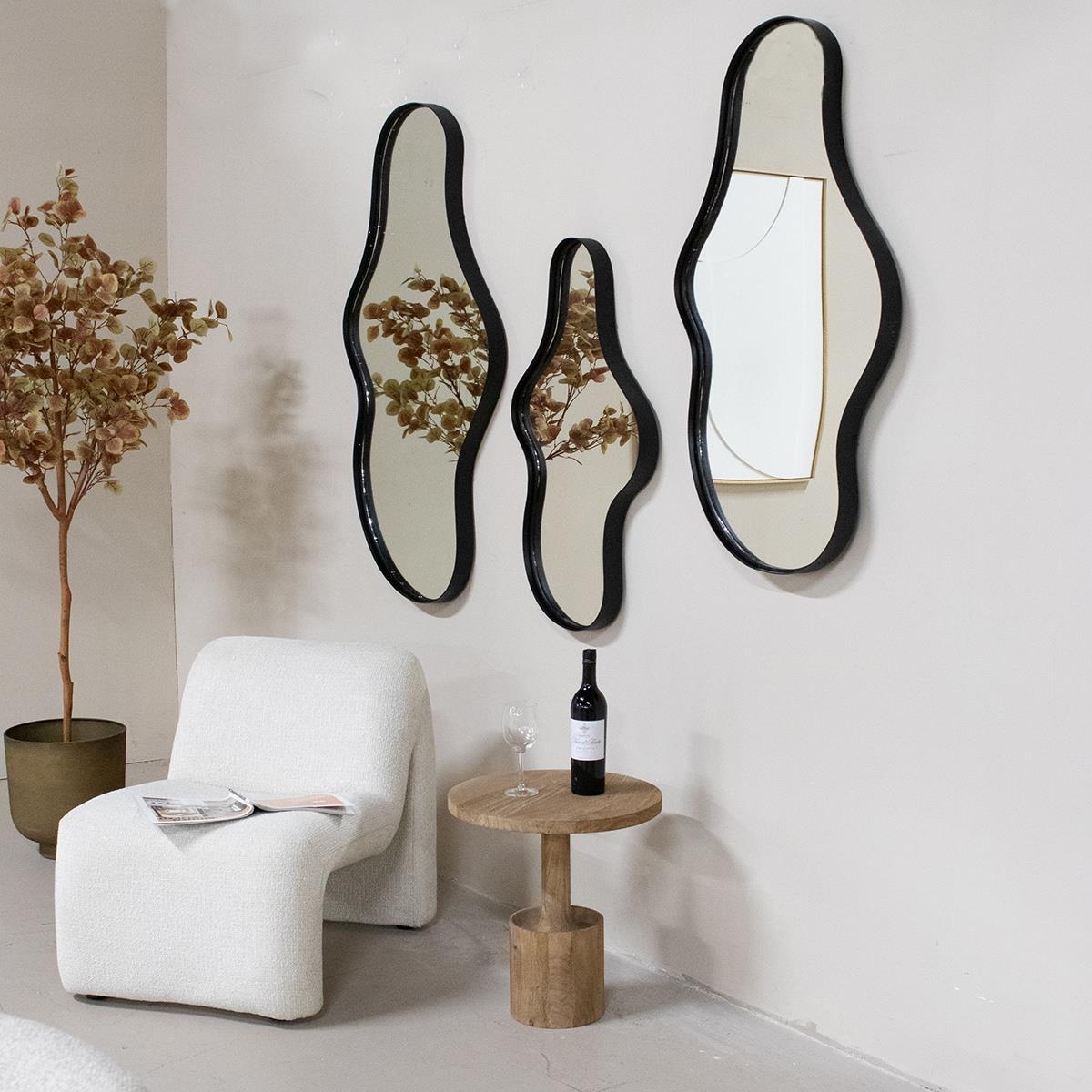 Giga Meubel - Spiegel Organisch - Zwart Metaal - 65x5x110cm - Dory