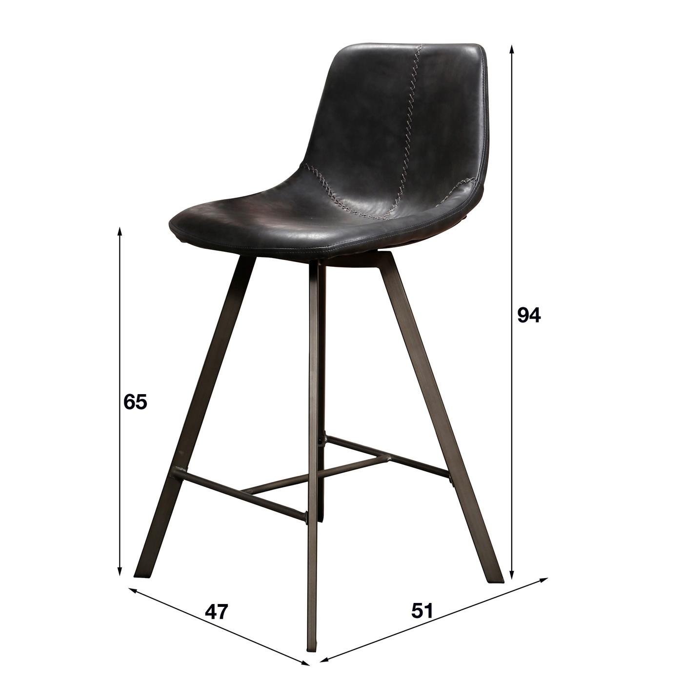 Giga Meubel - Barstoel zig-zag plat frame Zwart  - Set van 2