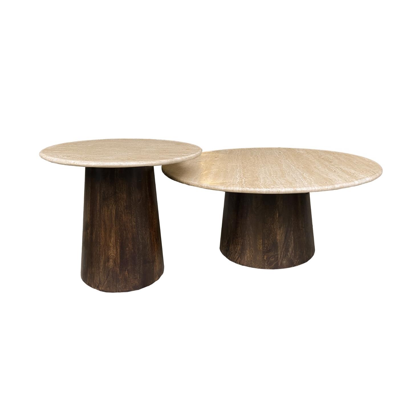 Livingfurn - Salontafel Rond 75cm - Beige Travertin - 75x75x38cm - Valentino