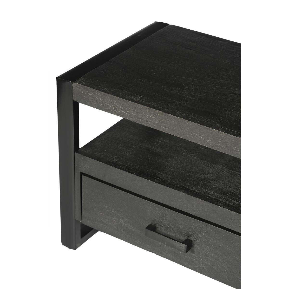 Livingfurn - Tv-Meubel Zwart Mangohout - 120x45x50cm - Norris