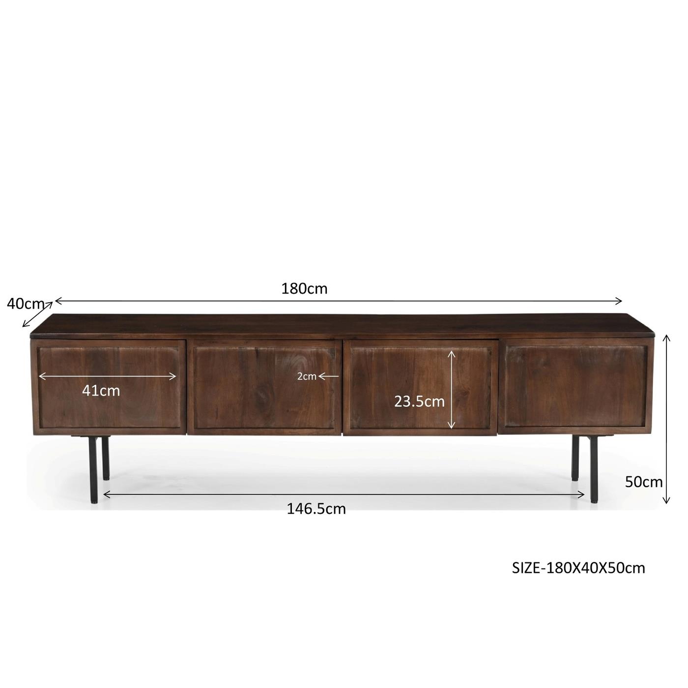 Livingfurn - Tv-Meubel Bruin Mangohout - 180x40x50cm - Elan